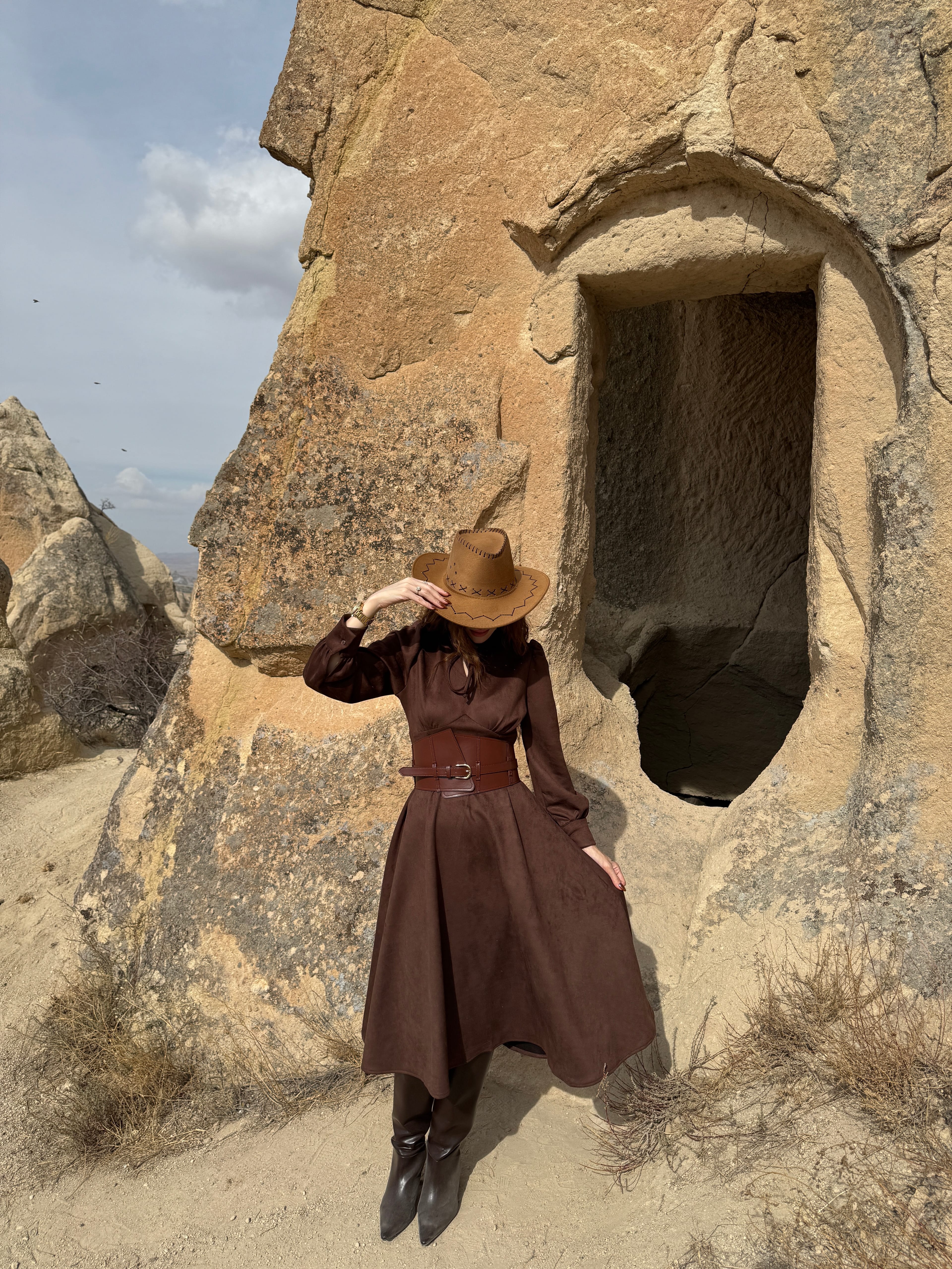 RİTA SUET MİDİ ELBİSE 