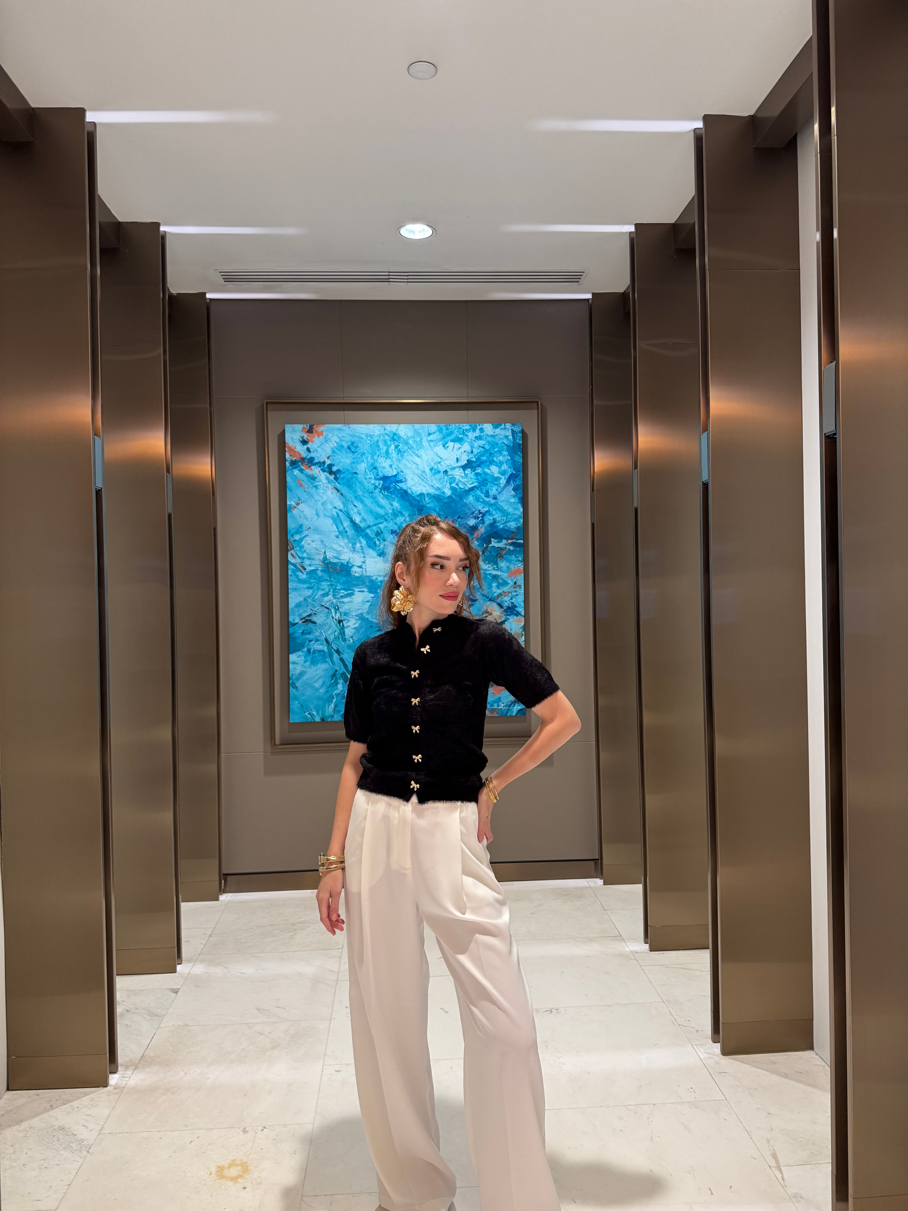 FİYONK DÜĞMELİ SAKALLI  TRİKO HIRKA SİYAH