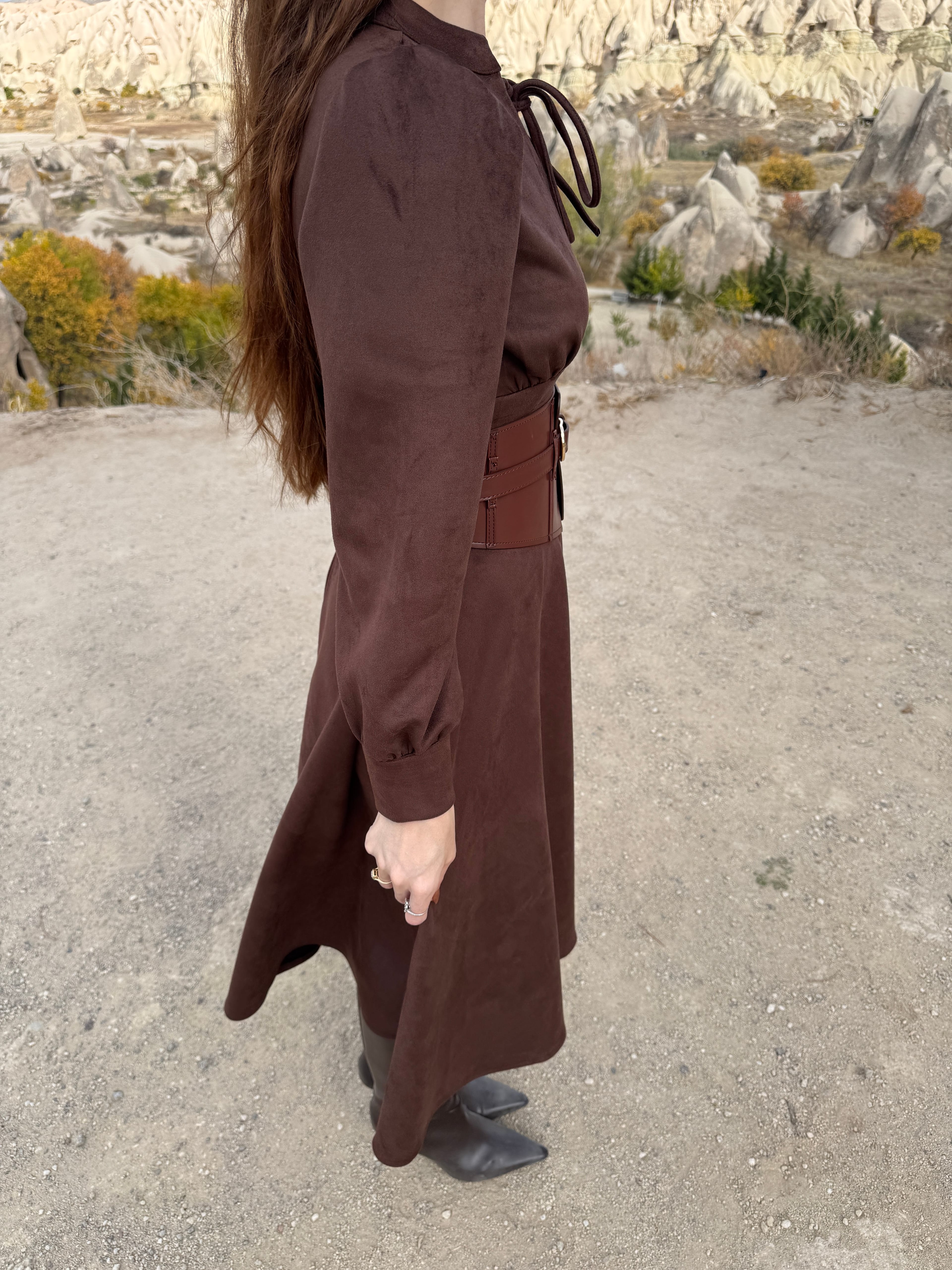 RİTA SUET MİDİ ELBİSE 