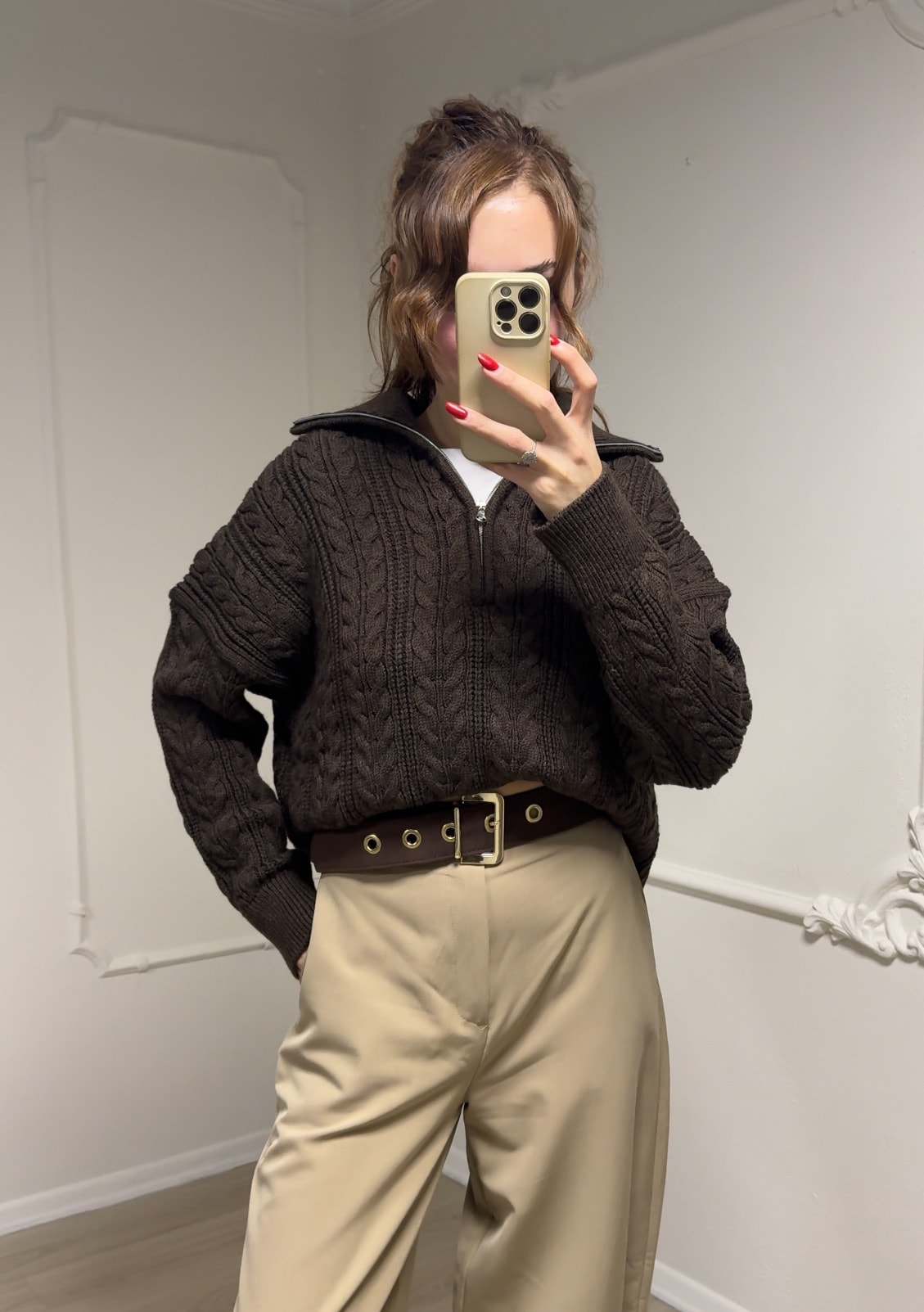 ÖRGÜ MOTİFLİ OVERSİZE  KAZAK 