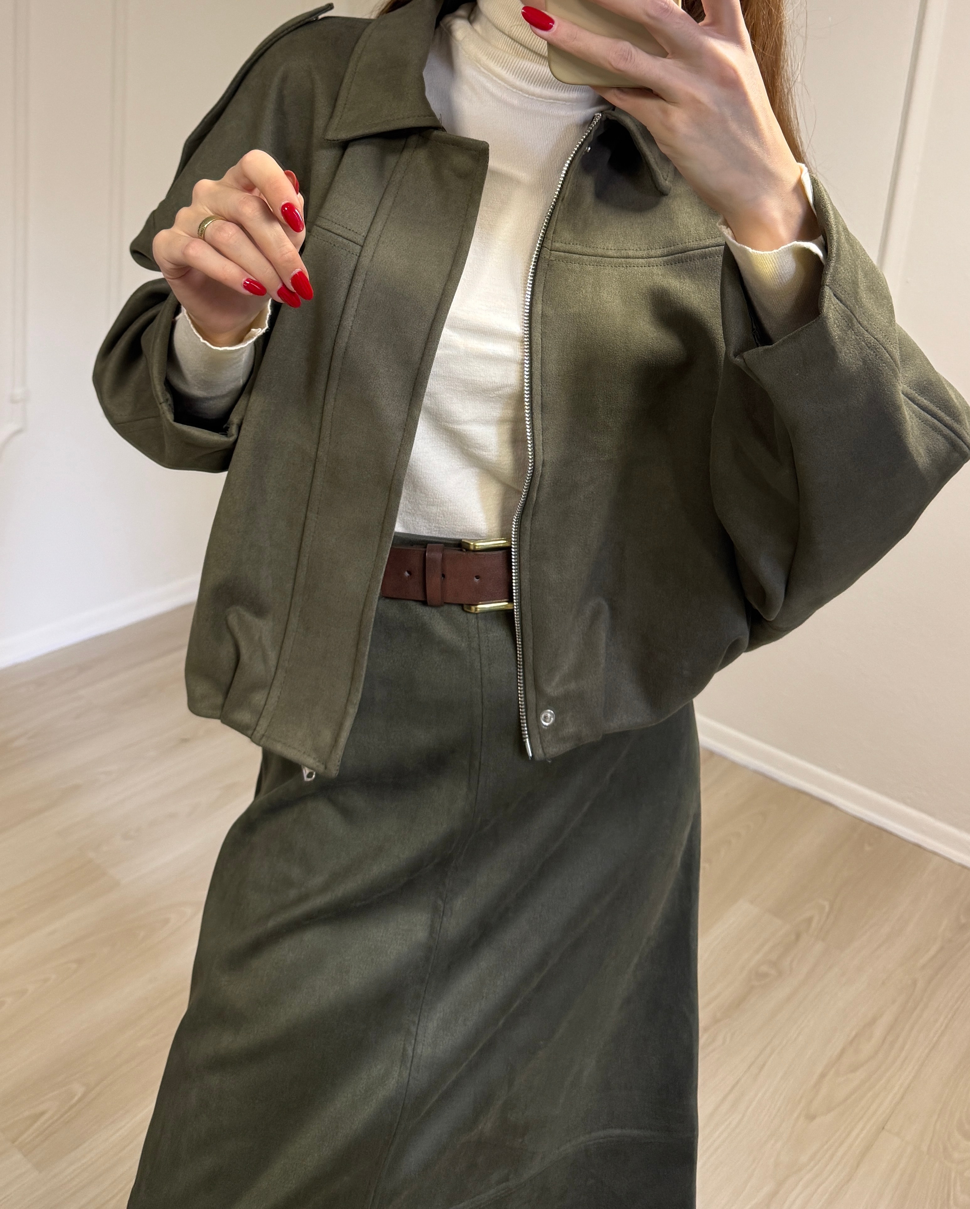 HAKİ SÜET ÇAN ETEK 