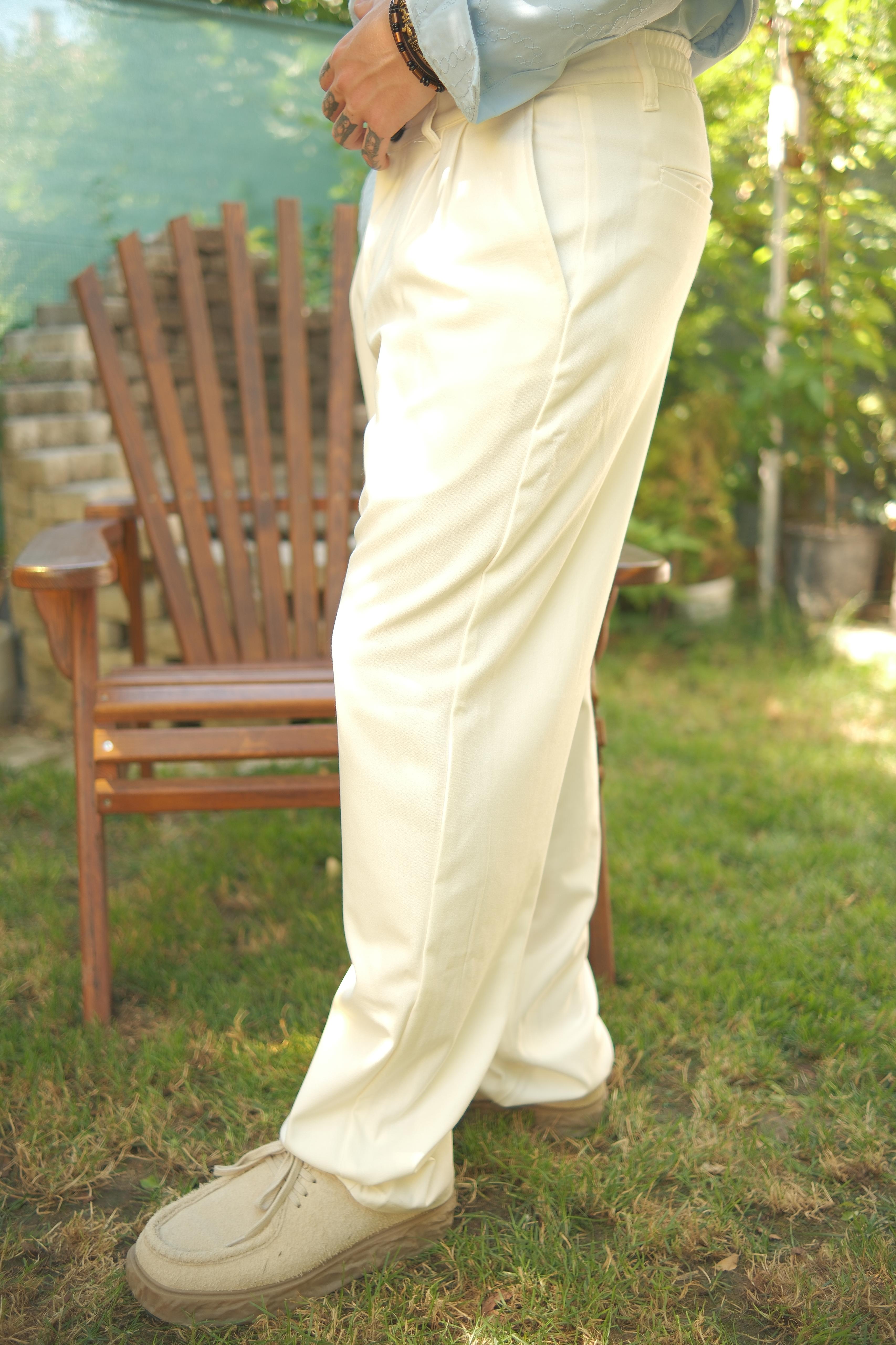 EKRU PİLELİ PALAZZO PANTOLON 