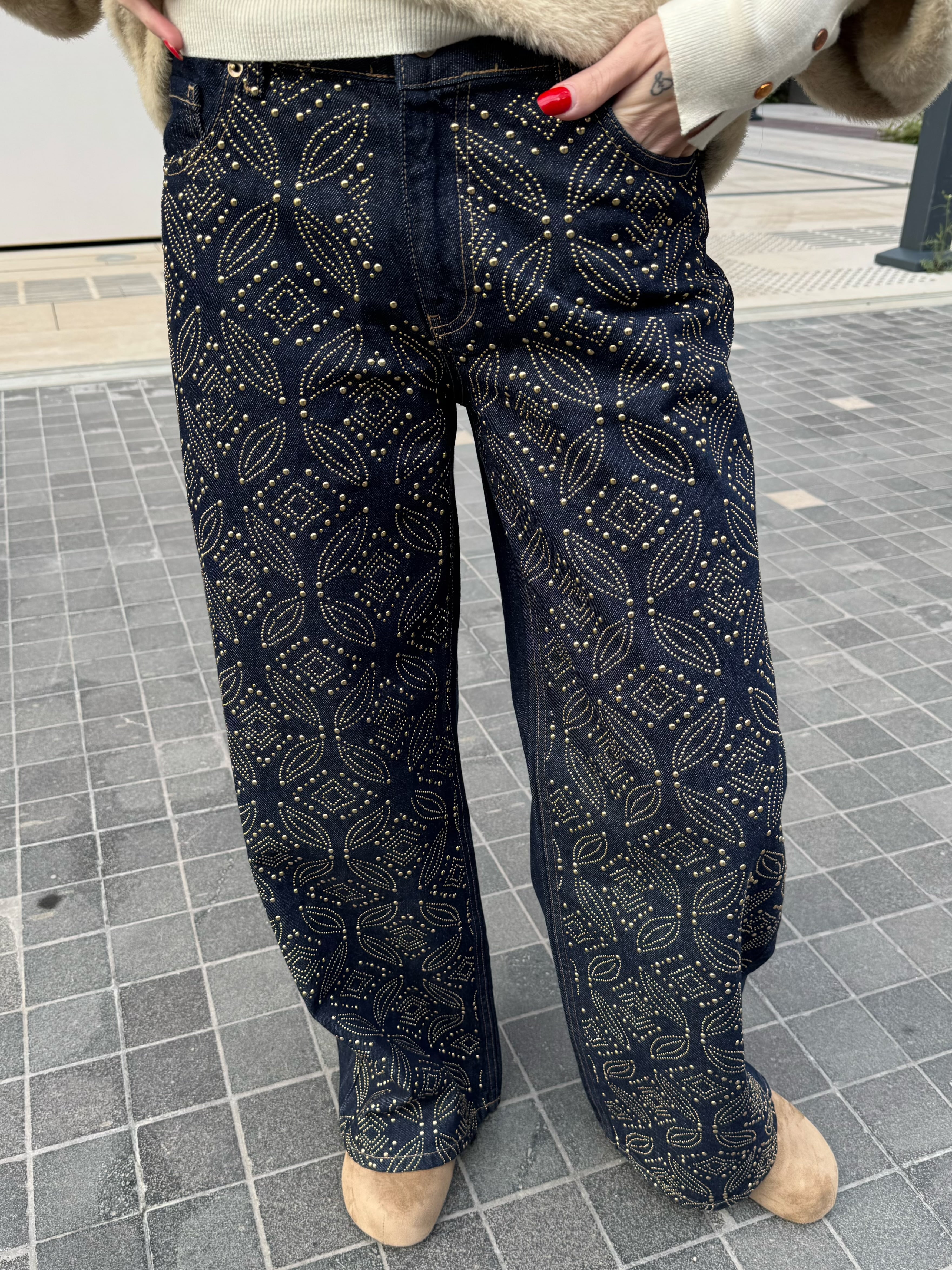 LİZBON TAŞ İSLEMELİ TASARIM JEAN PANTOLON