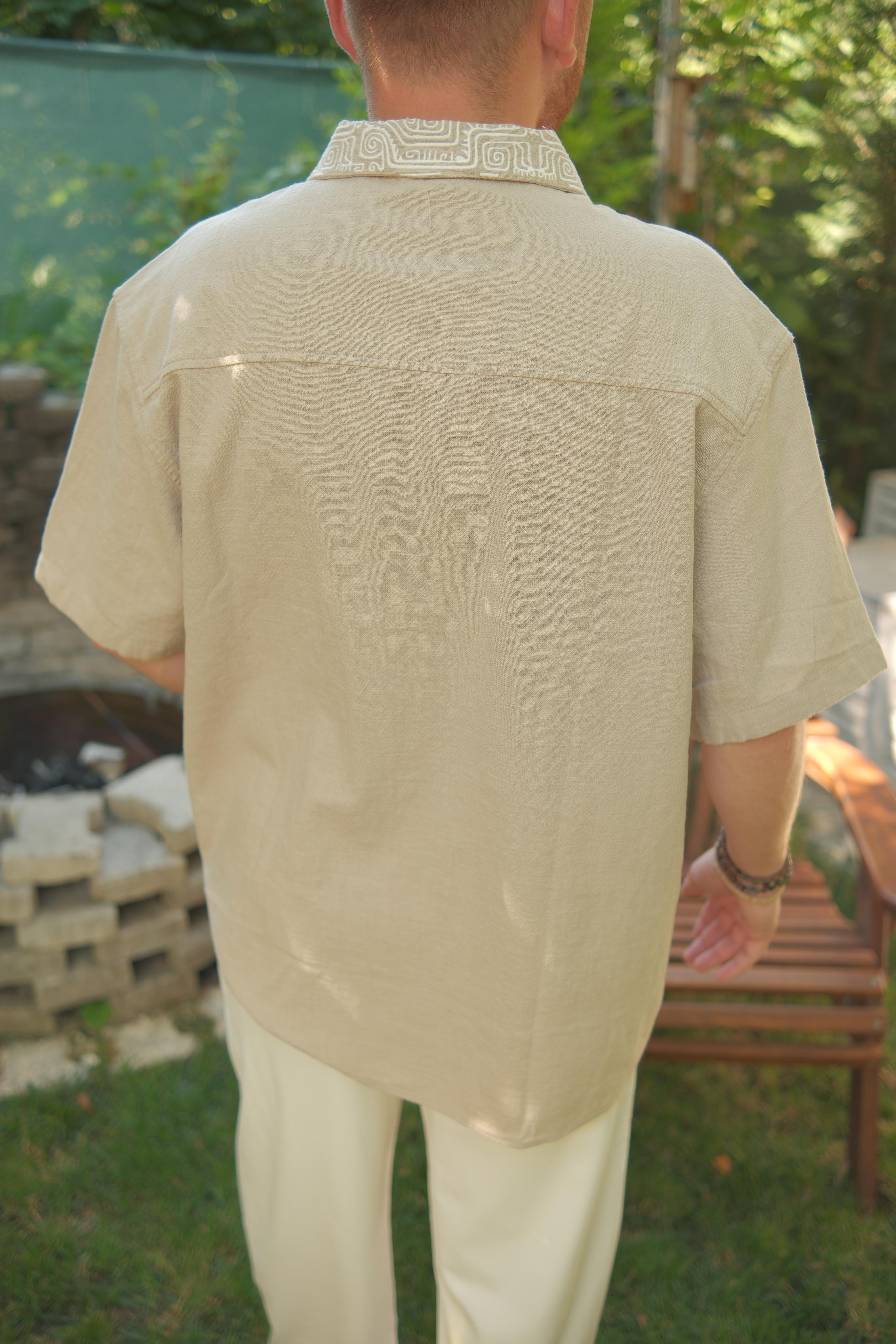 YAKASI NAKIŞLI İTHAL TASARIM GÖMLEK