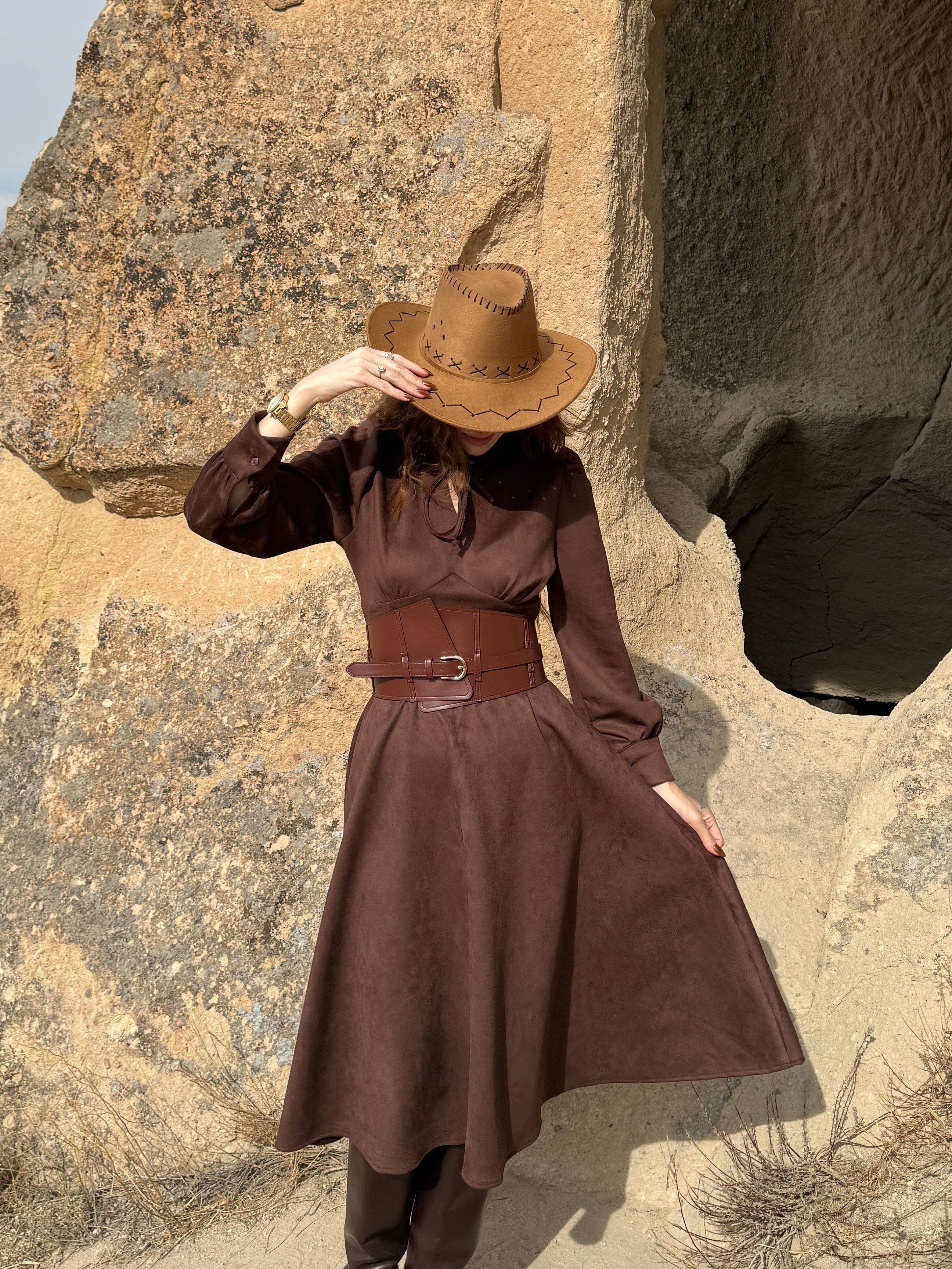 RİTA SUET MİDİ ELBİSE 