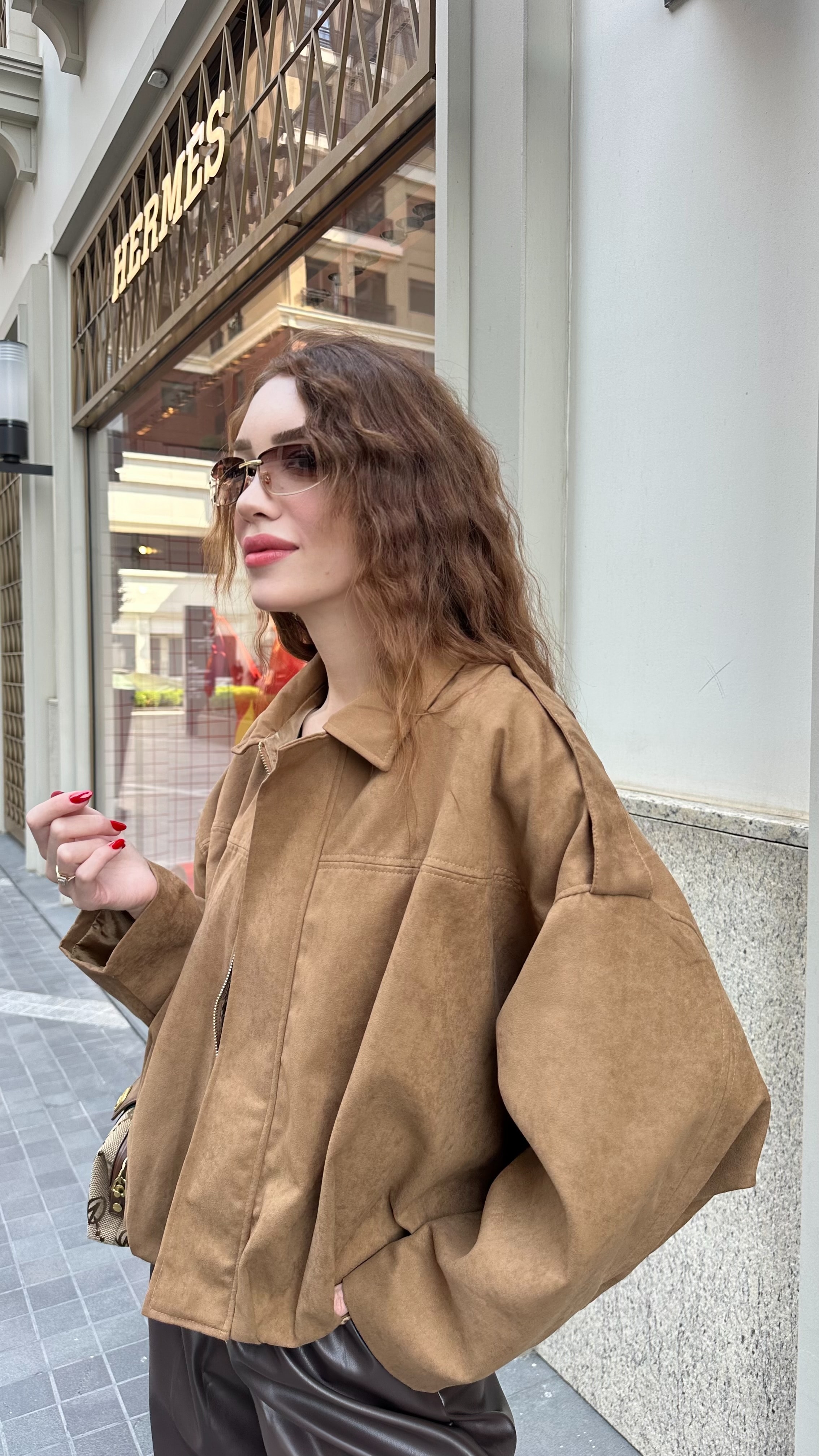 SUET DOKUDA BOMBER CEKET   - CAMEL