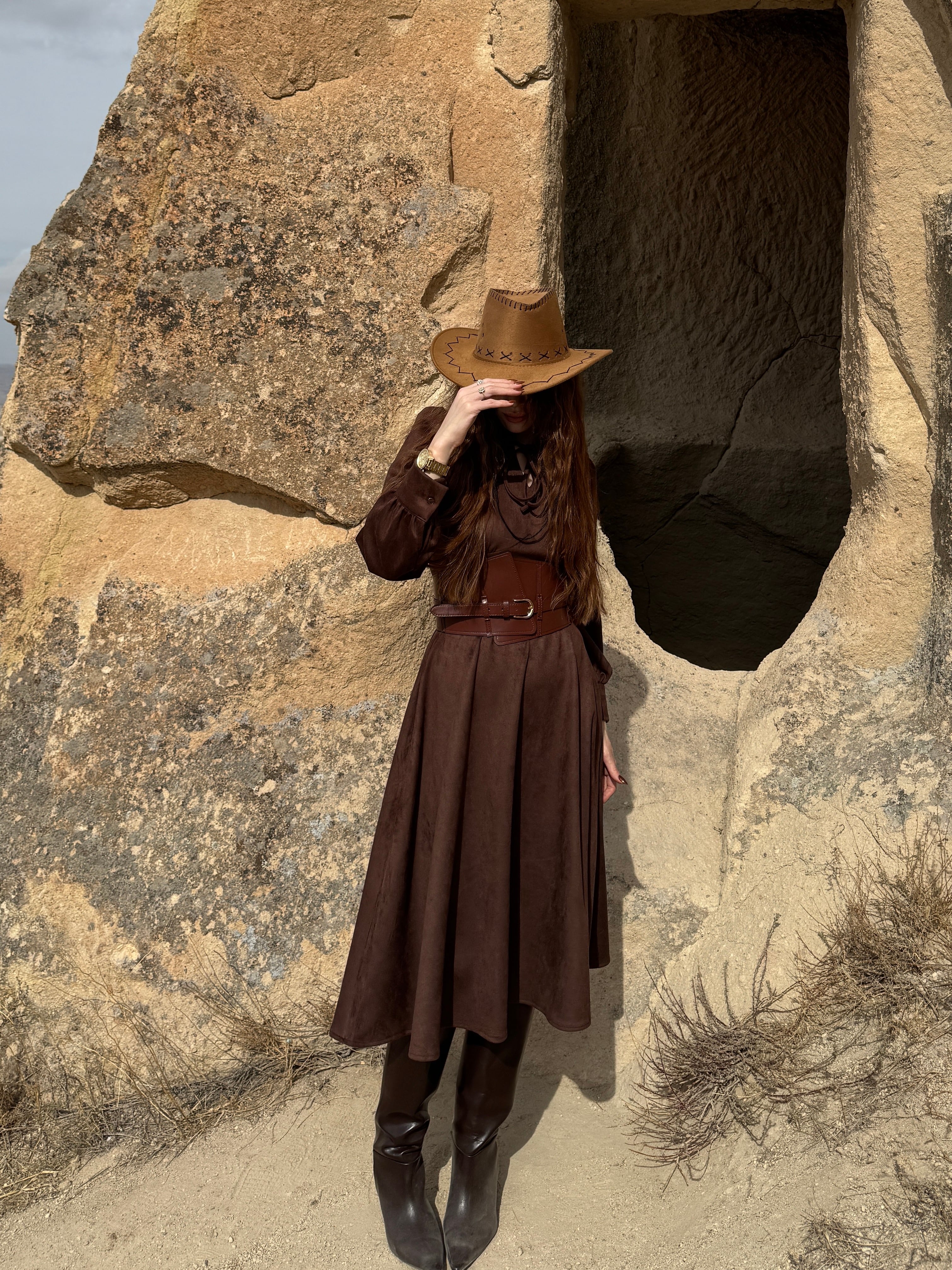 RİTA SUET MİDİ ELBİSE 