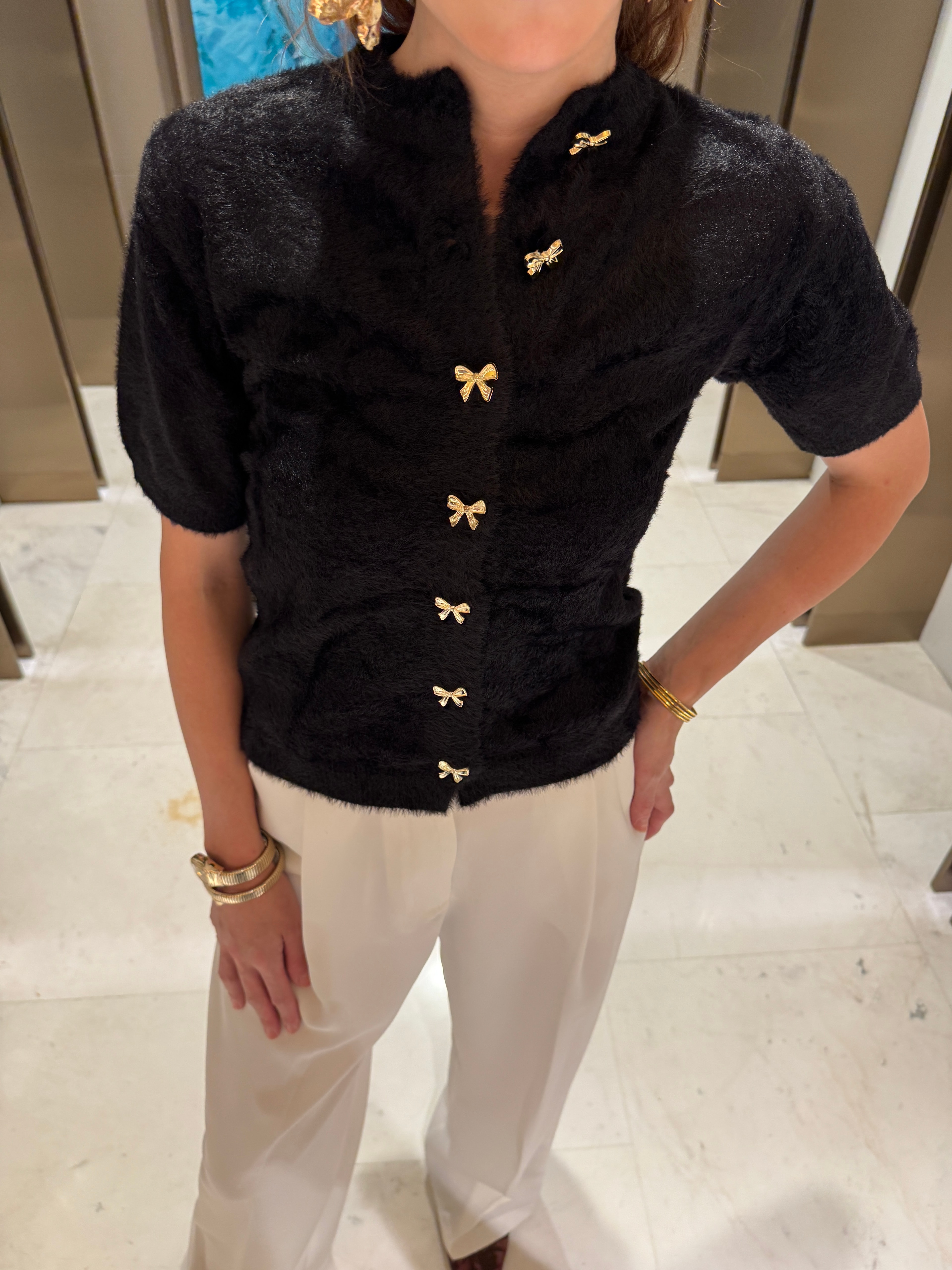 FİYONK DÜĞMELİ SAKALLI  TRİKO HIRKA SİYAH