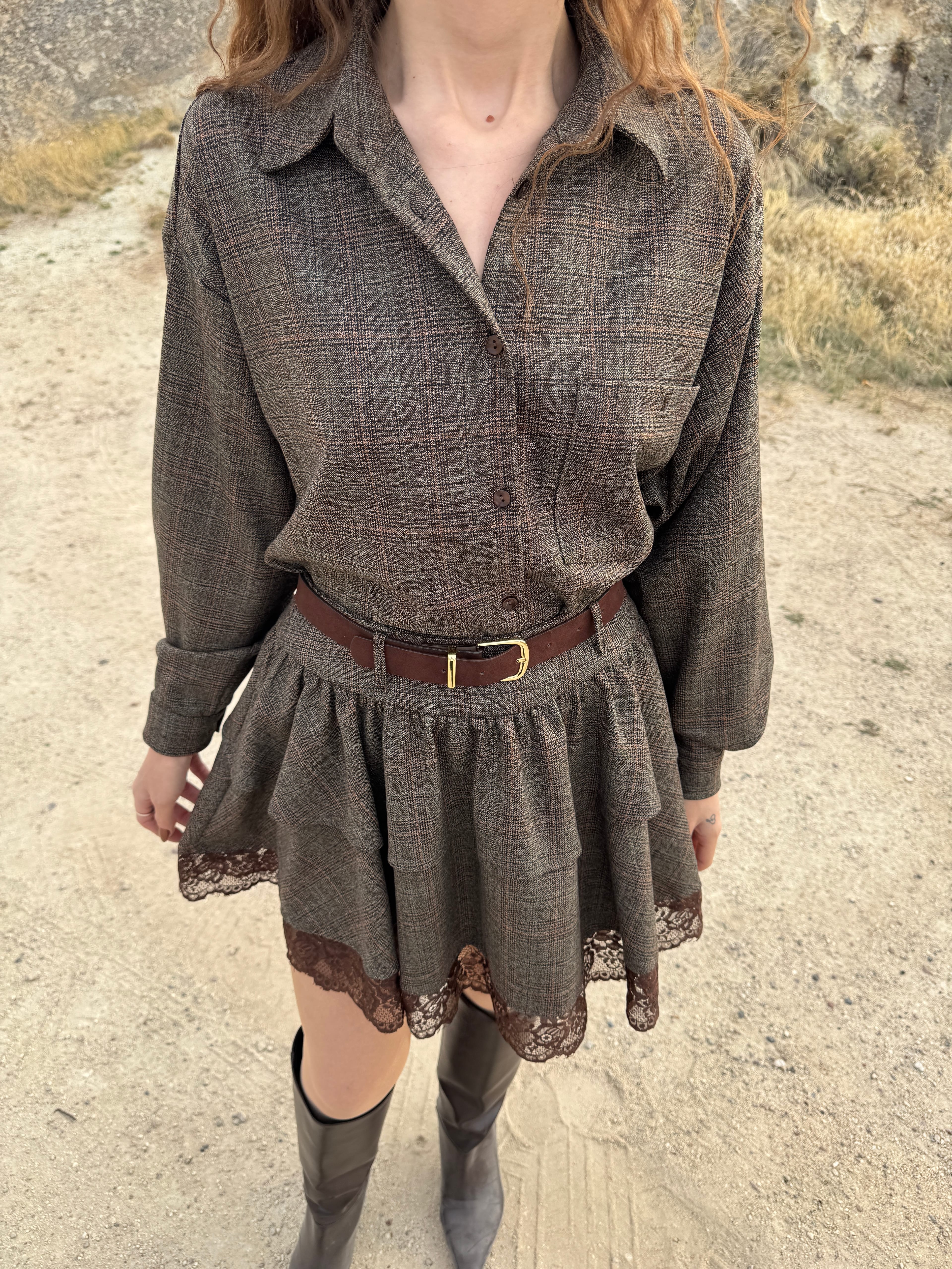 CARMEN DANTEL DETAYLI ETEK GOMLEK TAKIM