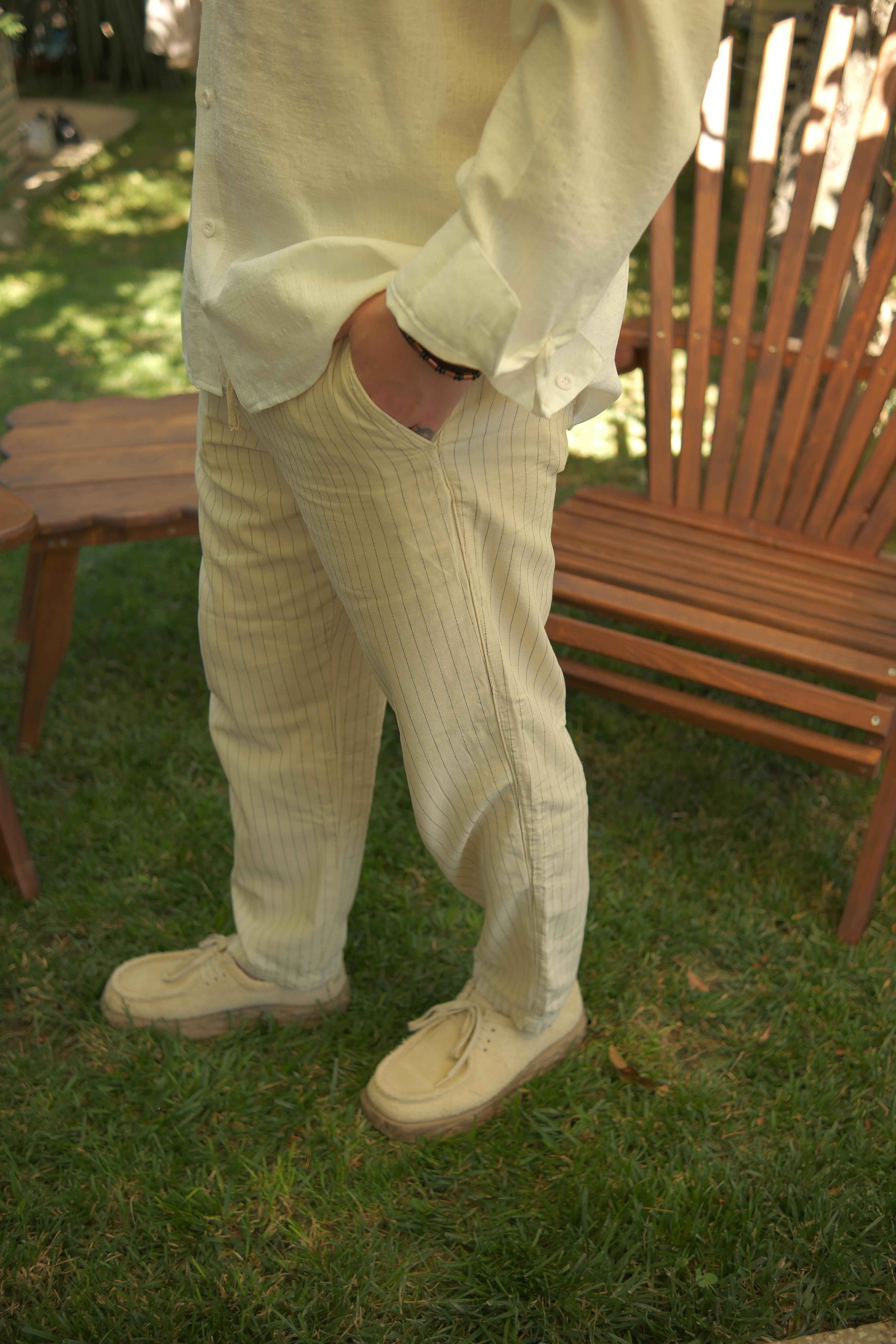 ÇİZGİLİ KETEN PANTOLON 