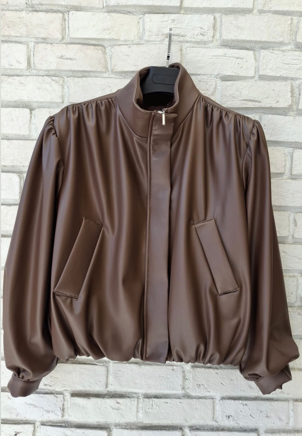 VİNTAGE BALON KOL YUMUSAK DERİ CEKET - KAHVE