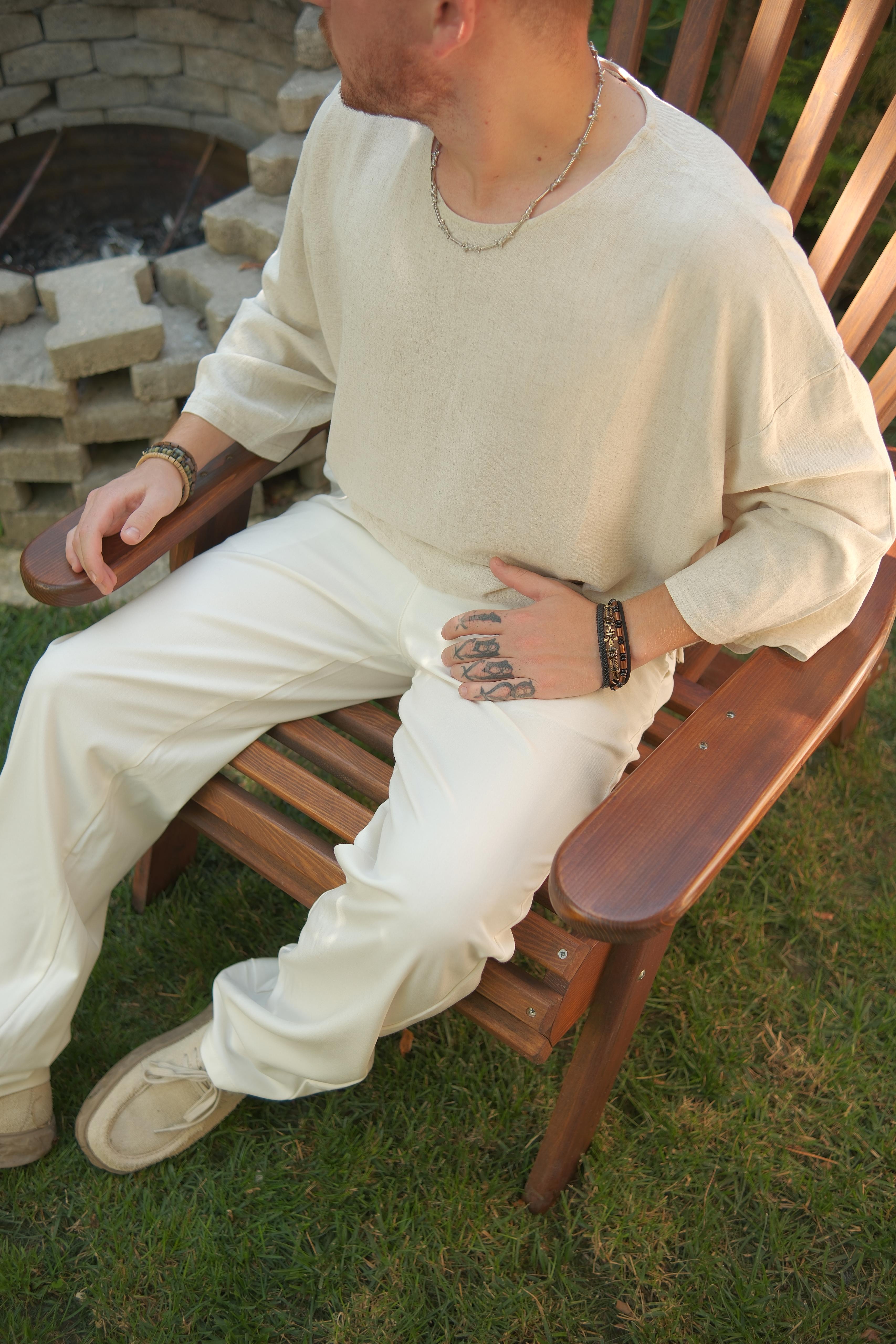 FAKİR KOL BEJ KETEN GÖMLEK 