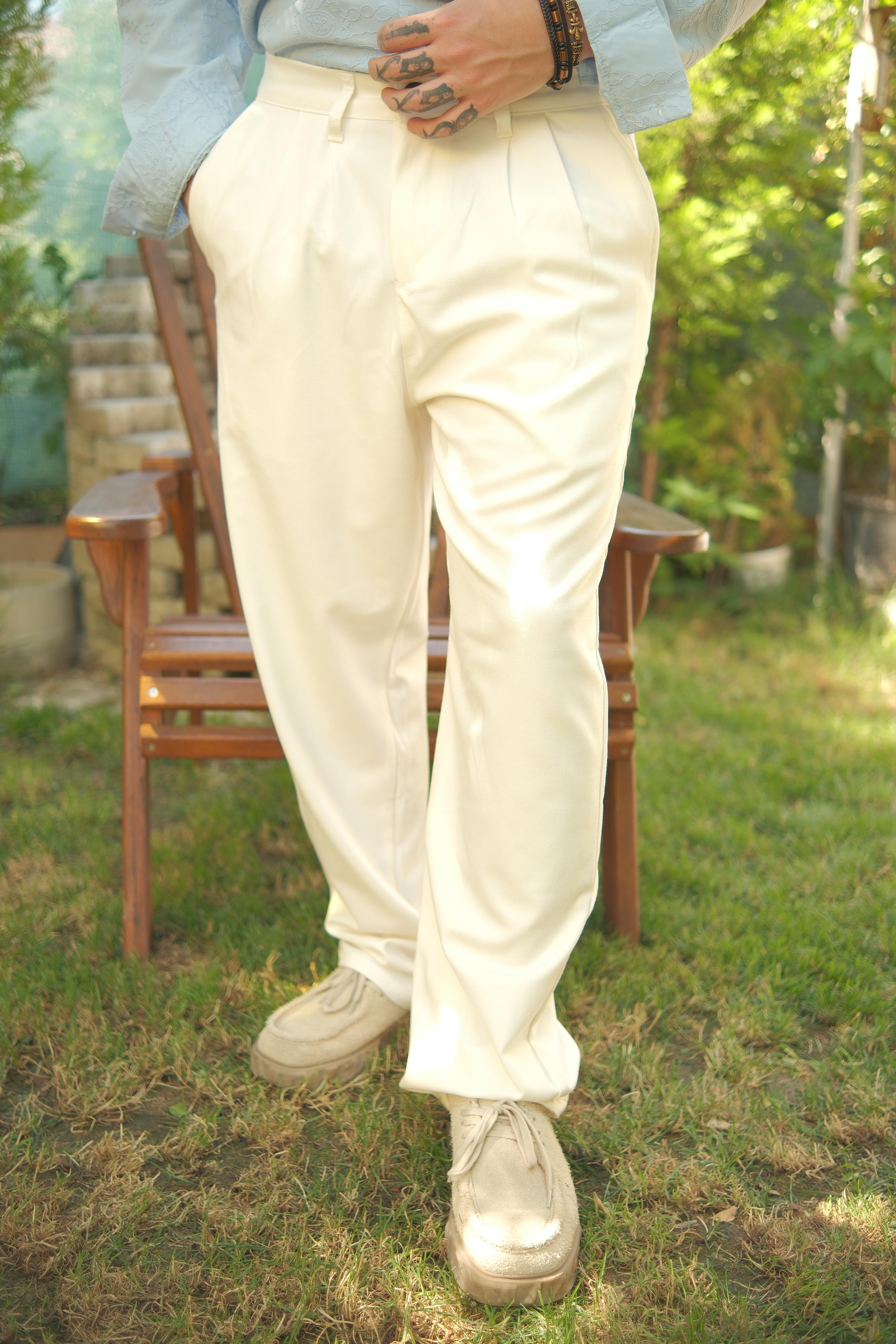 EKRU PİLELİ PALAZZO PANTOLON 