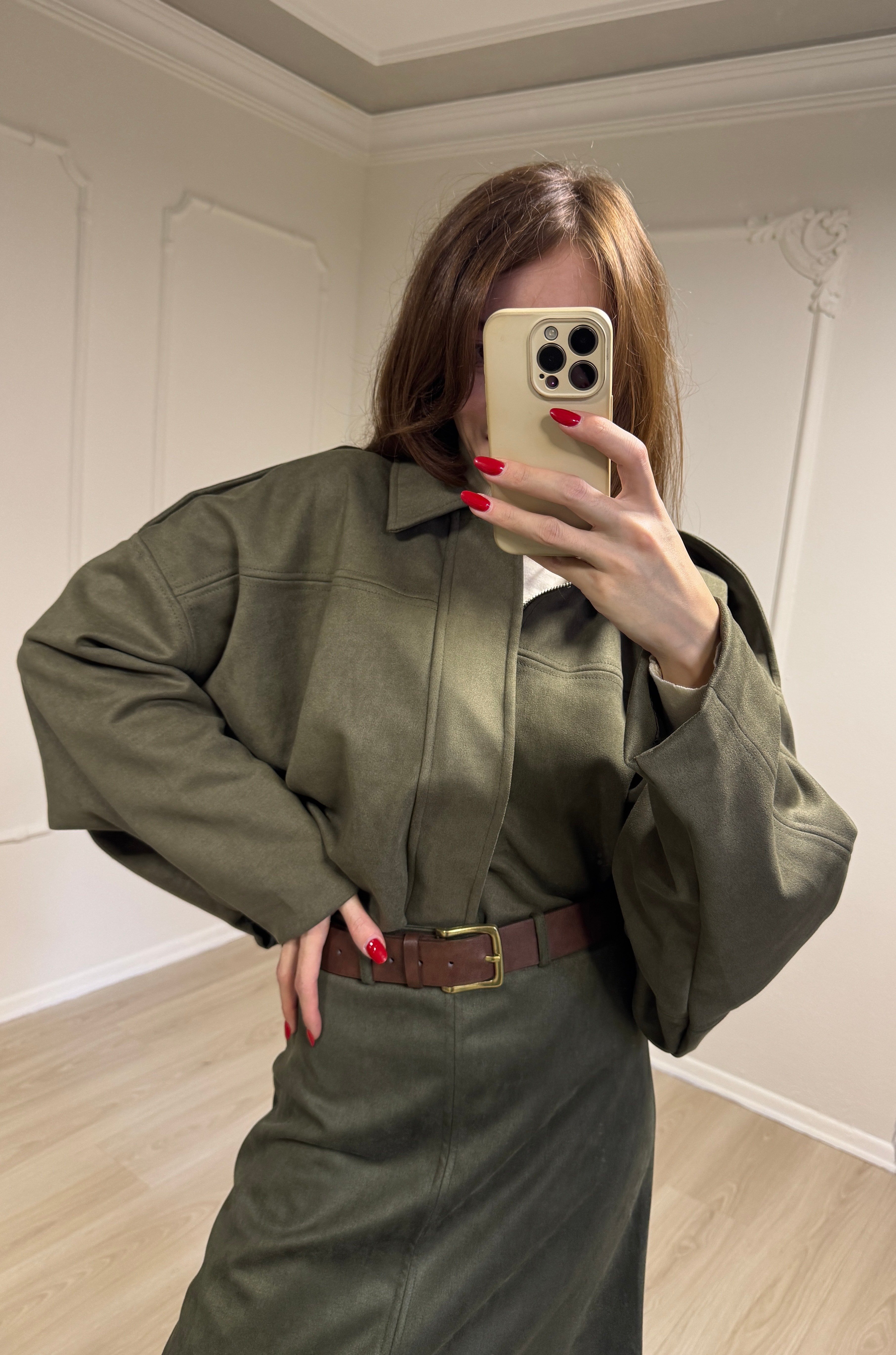 HAKİ SÜET ÇAN ETEK 