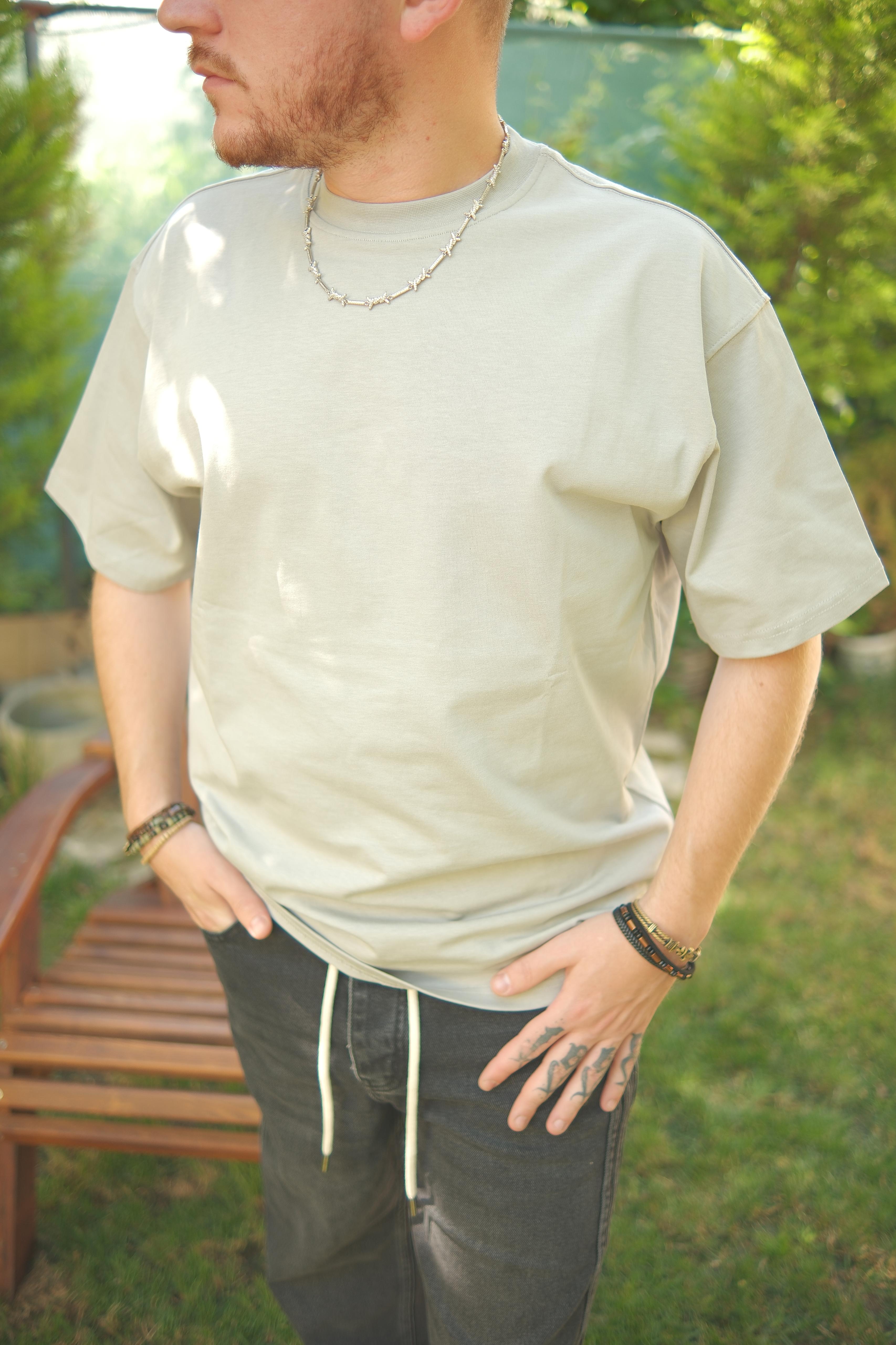 OVERSİZE PREMİUM GRAMAJLI KUMAS TSHİRT GRİ