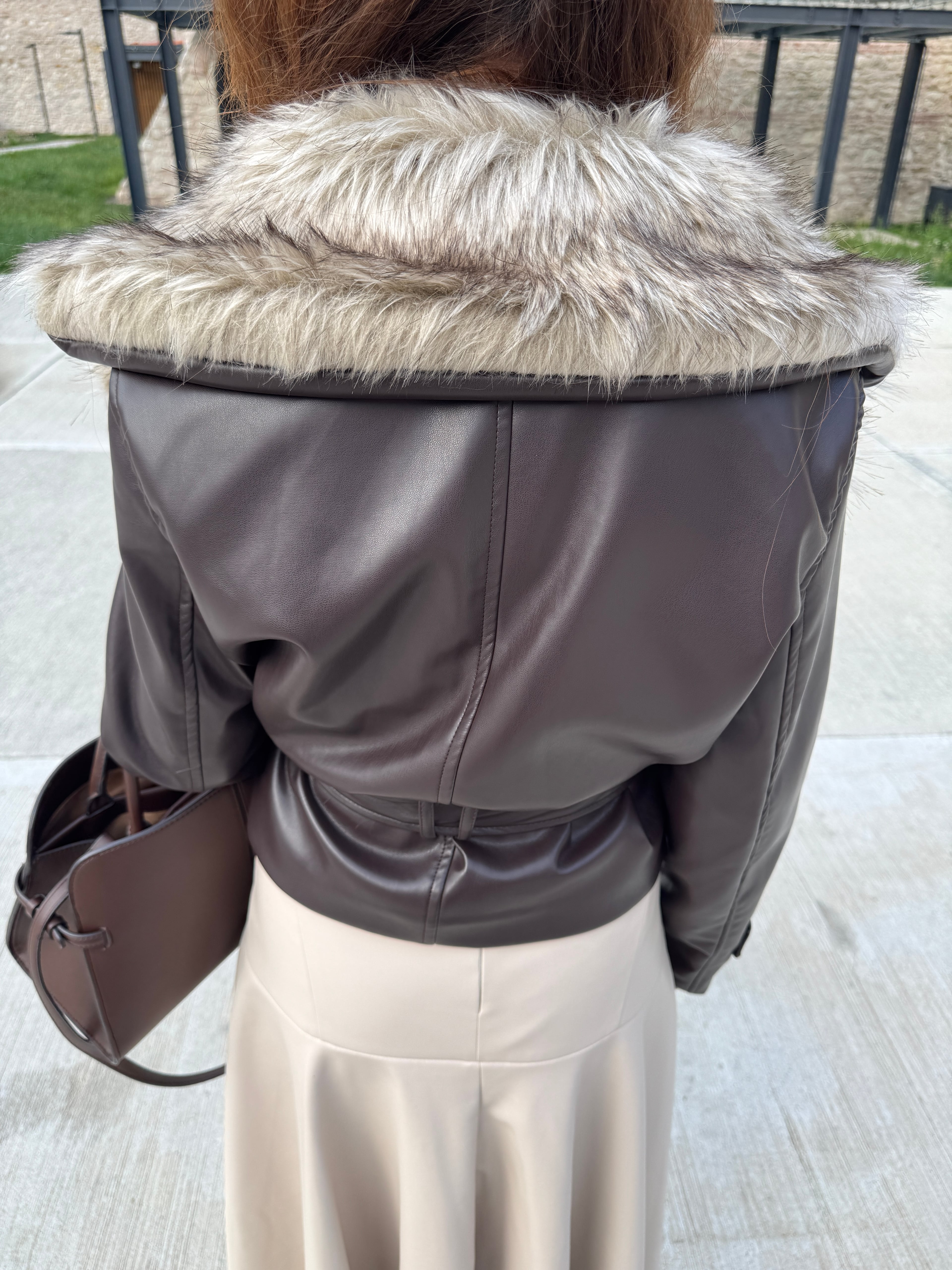 OTTO YAKA KÜRKLÜ PREMİUM KAHVE  CEKET 