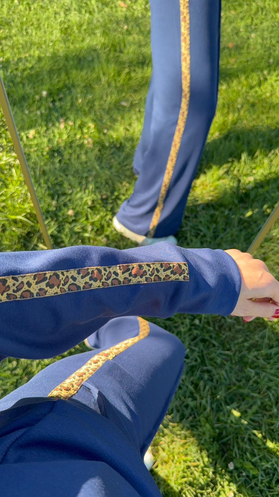 Lacivert Leopar Şerit Eşofman Takım