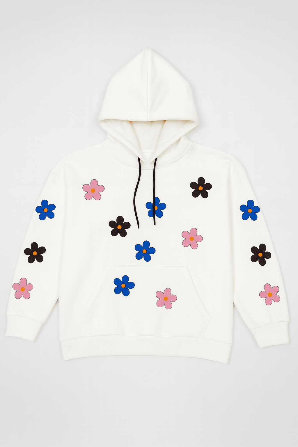 Beyaz Çiçek Nakışlı Sweat