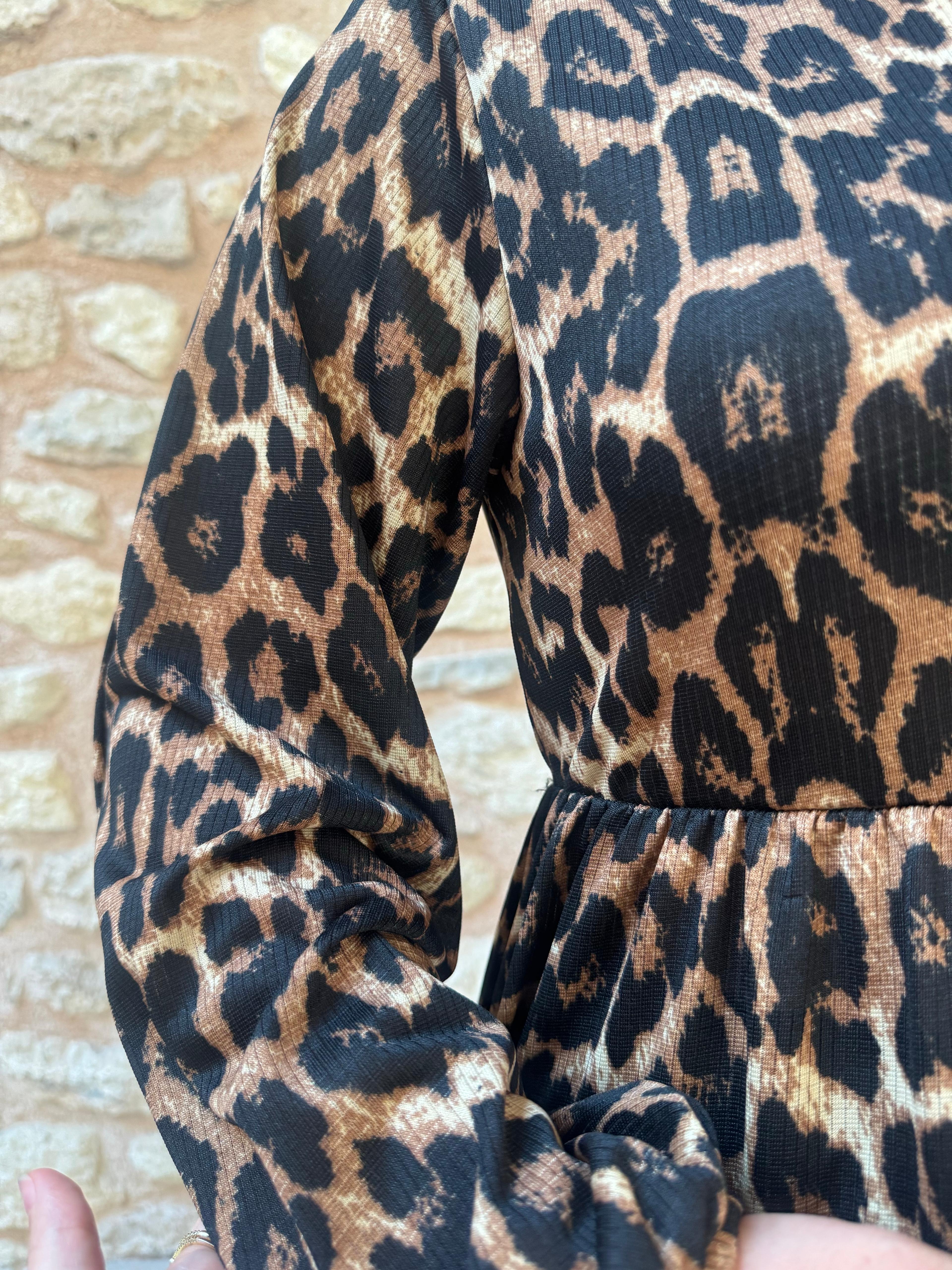 Leopar Desenli Kadın Elbise