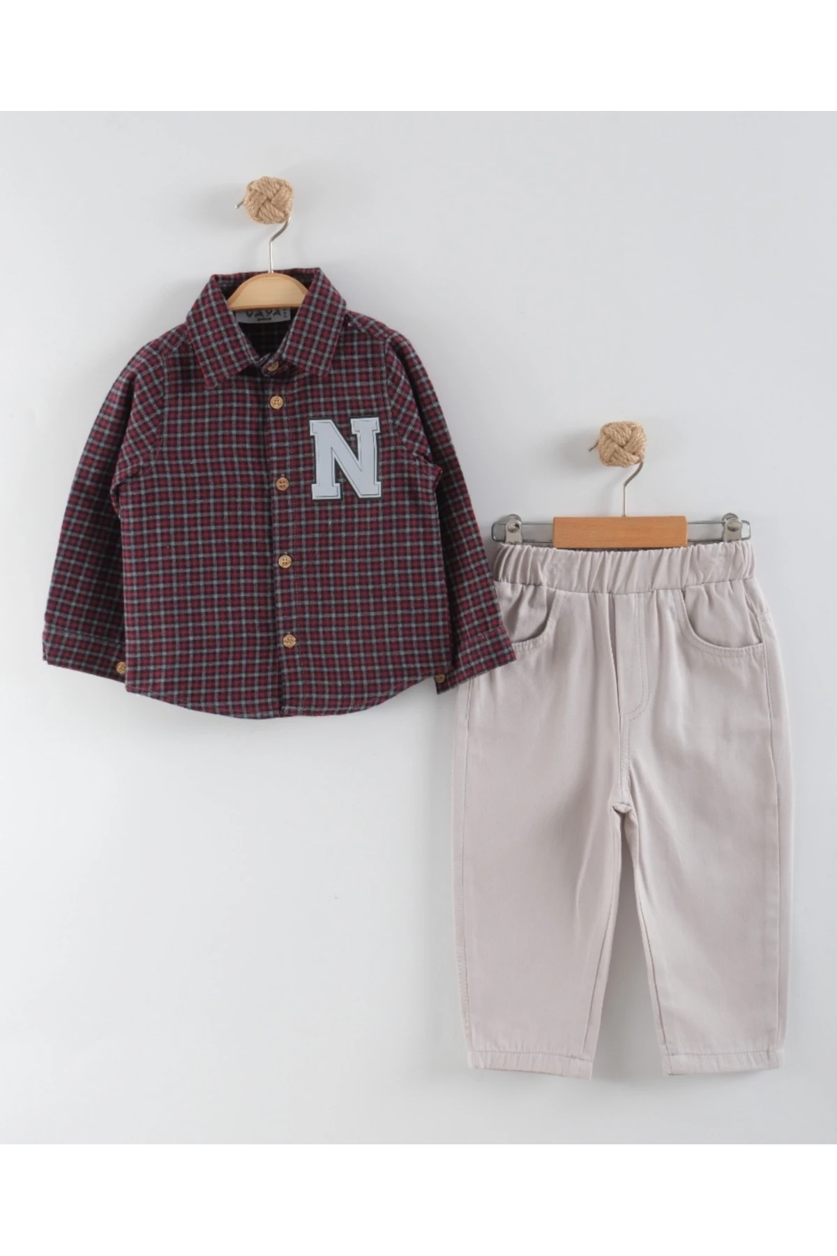 Bordo Erkek Çocuk Gömlek Pantolon Takım 2-6 Yaş VAYA-C001