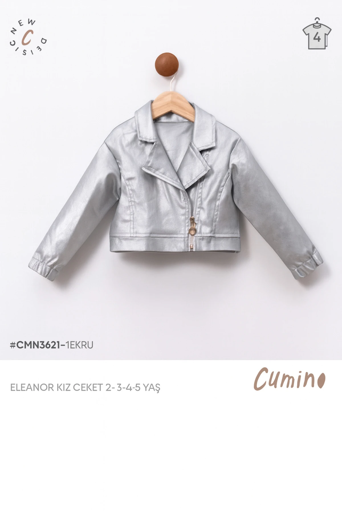 Gümüş Renk Kız Bebek Kapitone Ceket 1-2/5 Yaş 3621-1