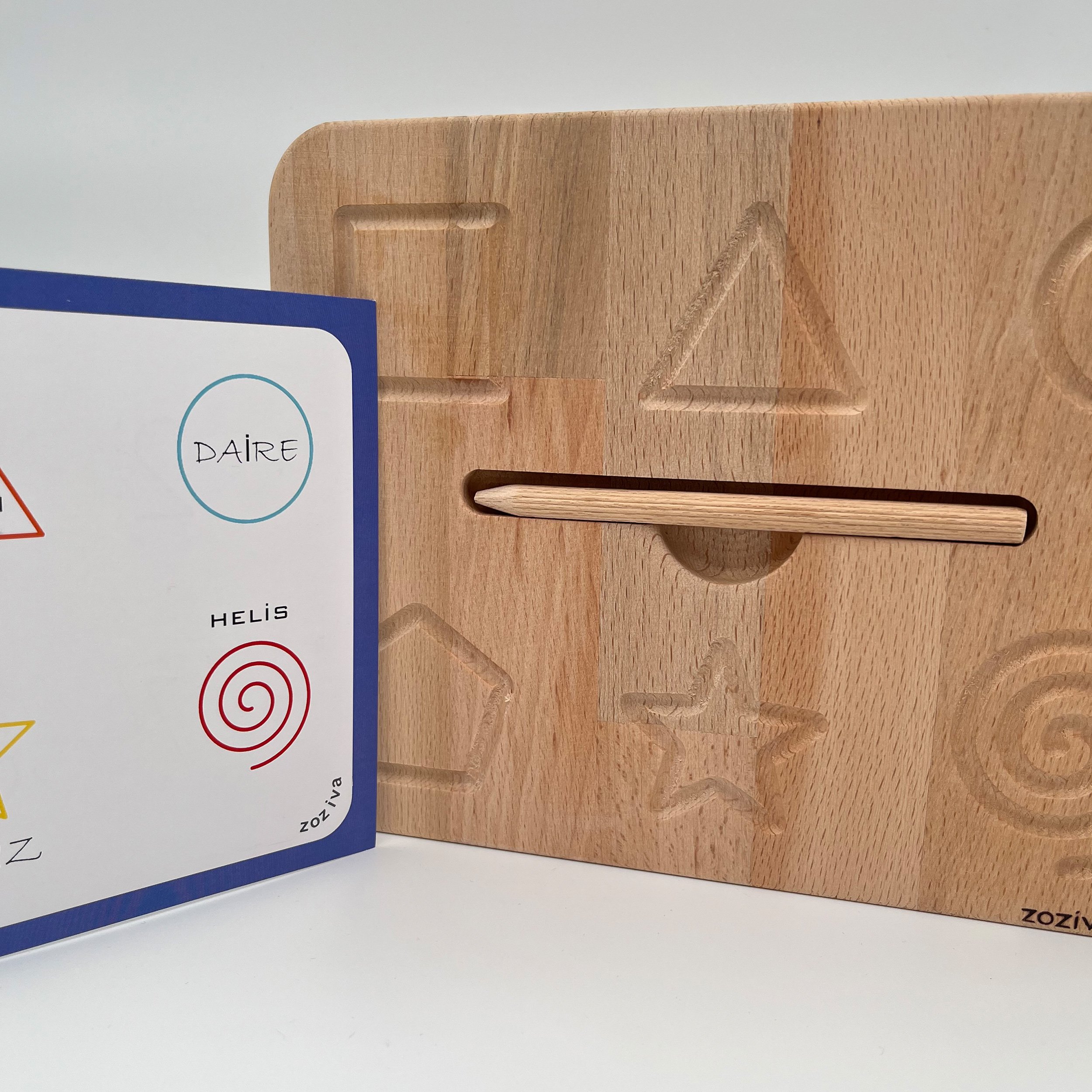 Montessori Educational Wooden Toy - Double Sided Number and Geometric Shapes Learning Board