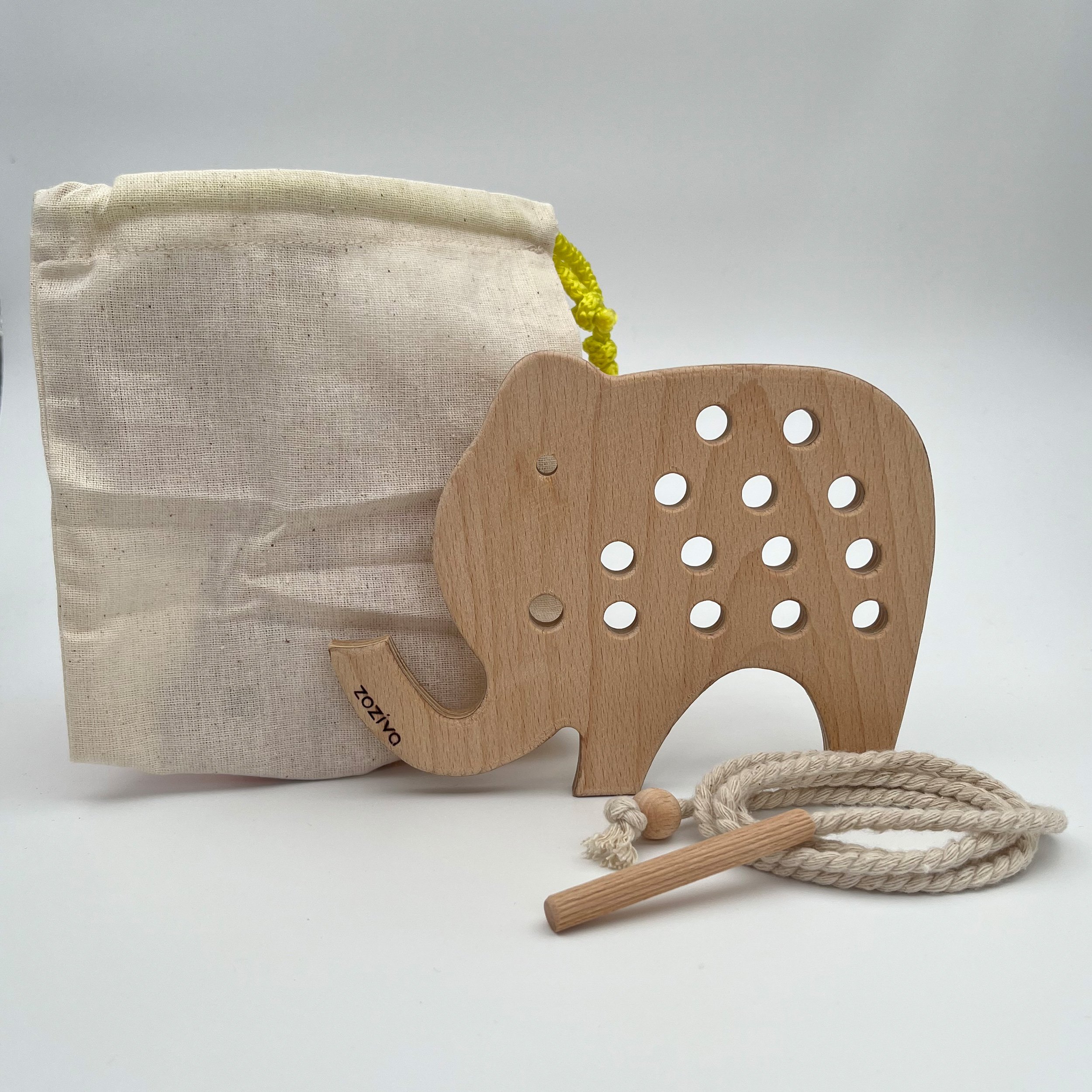 Montessori Educational Wooden Toy Elephant Stringing Kids Toy