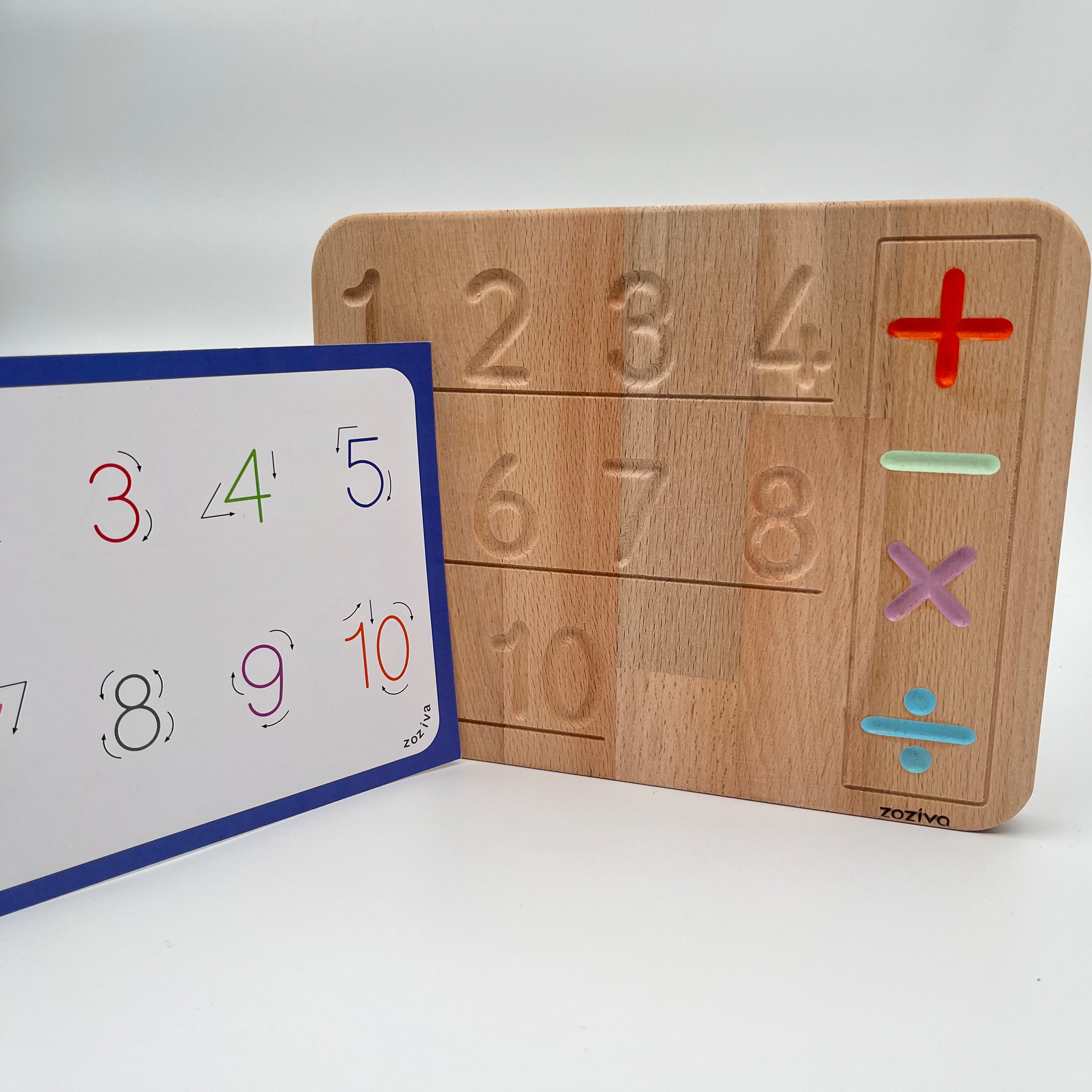 Montessori Educational Wooden Toy - Double Sided Number and Geometric Shapes Learning Board