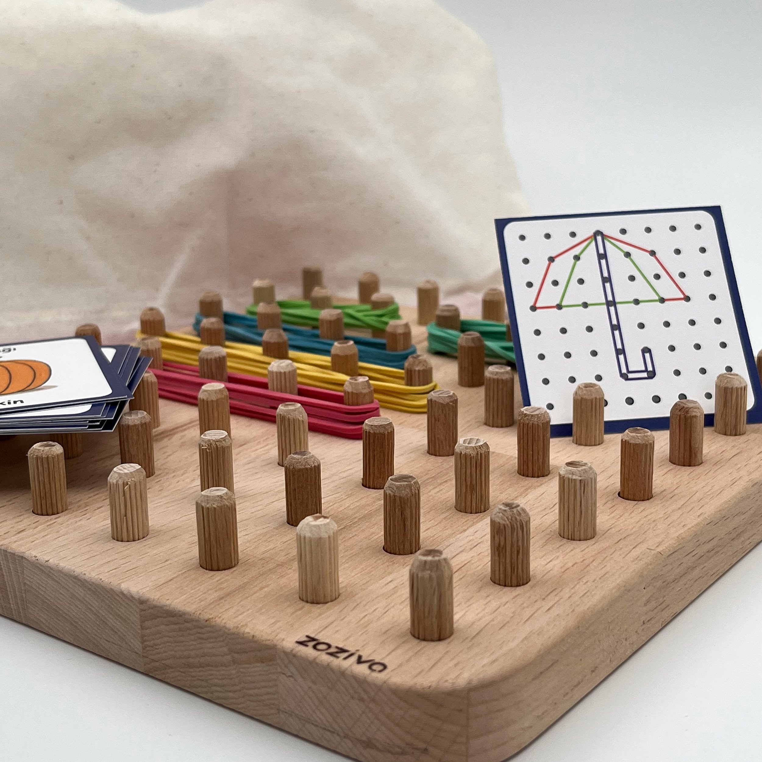 Montessori Eğitici Ahşap Oyuncak – Geoboard / Lastik Geçirme Çocuk Oyuncağı