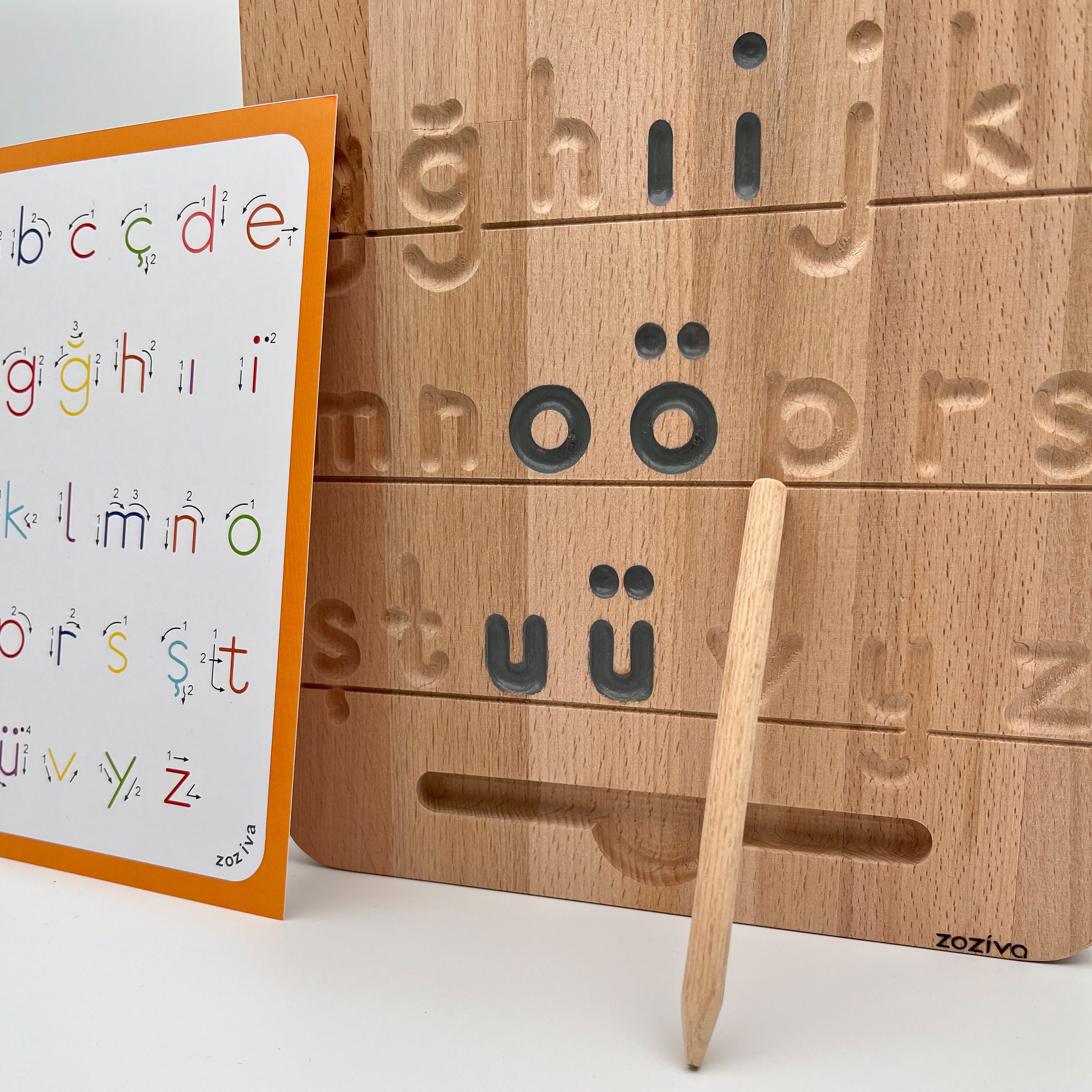 Montessori Educational Wooden Toy - Double Sided Alphabet Learning Board