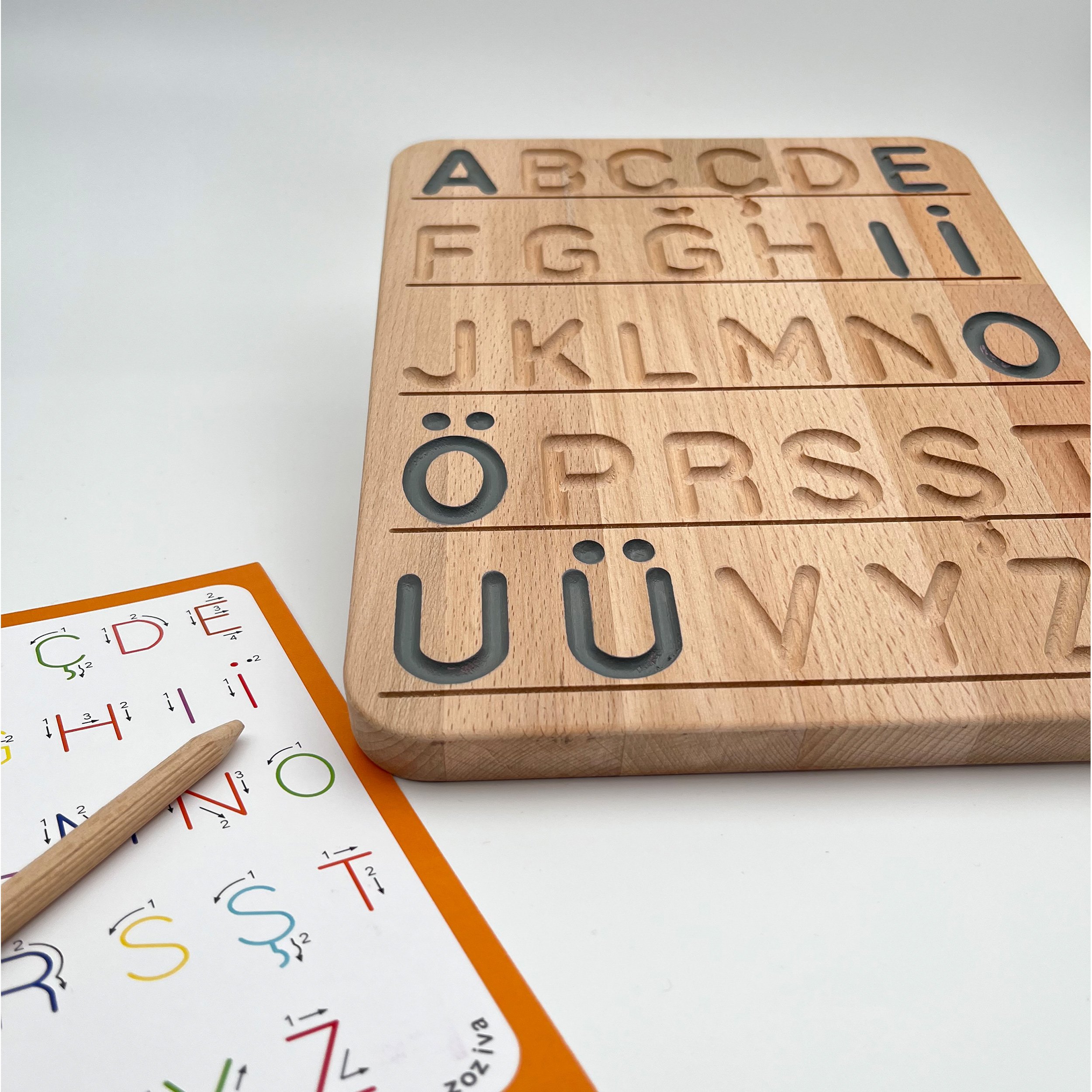 Montessori Educational Wooden Toy - Double Sided Alphabet Learning Board