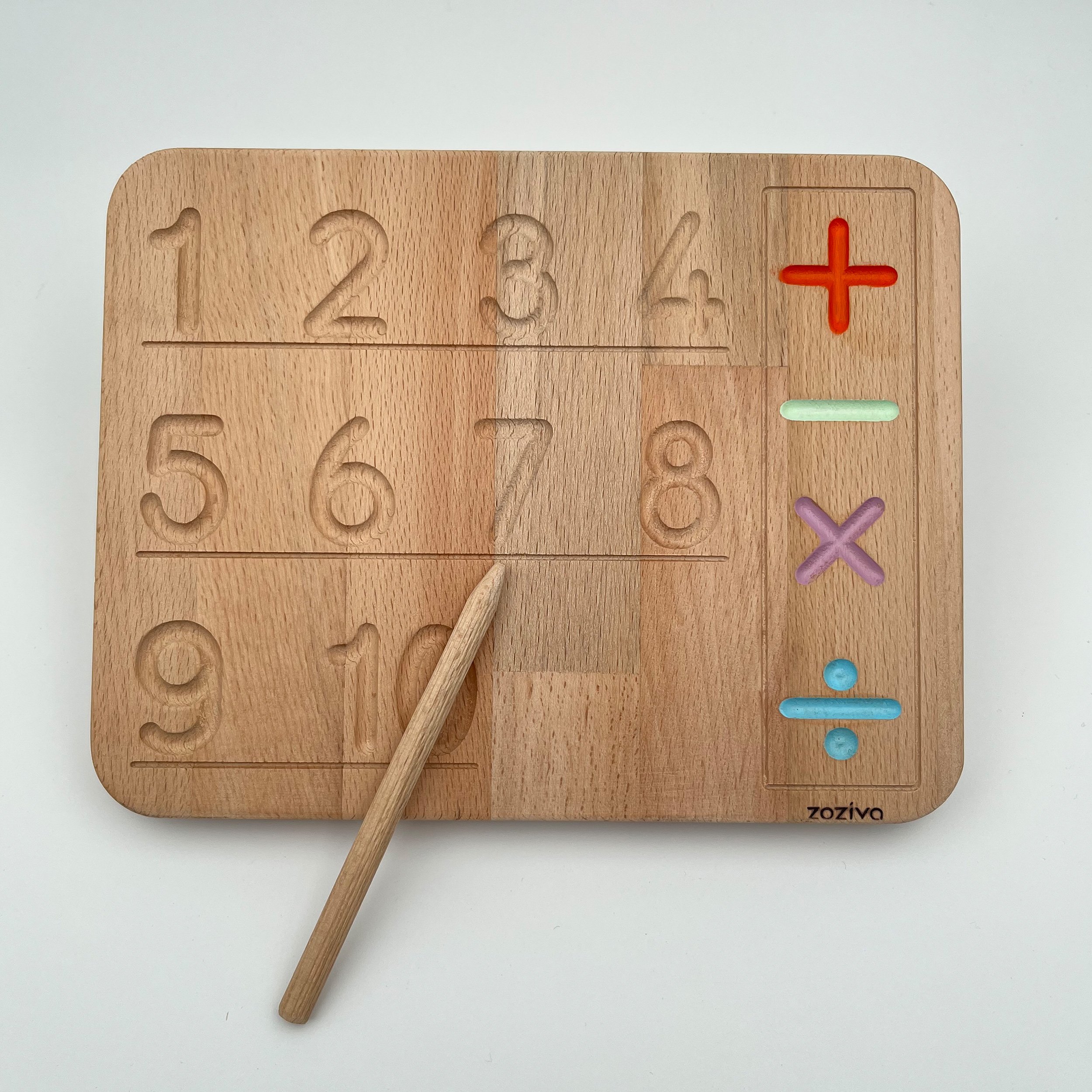 Montessori Educational Wooden Toy - Double Sided Number and Geometric Shapes Learning Board