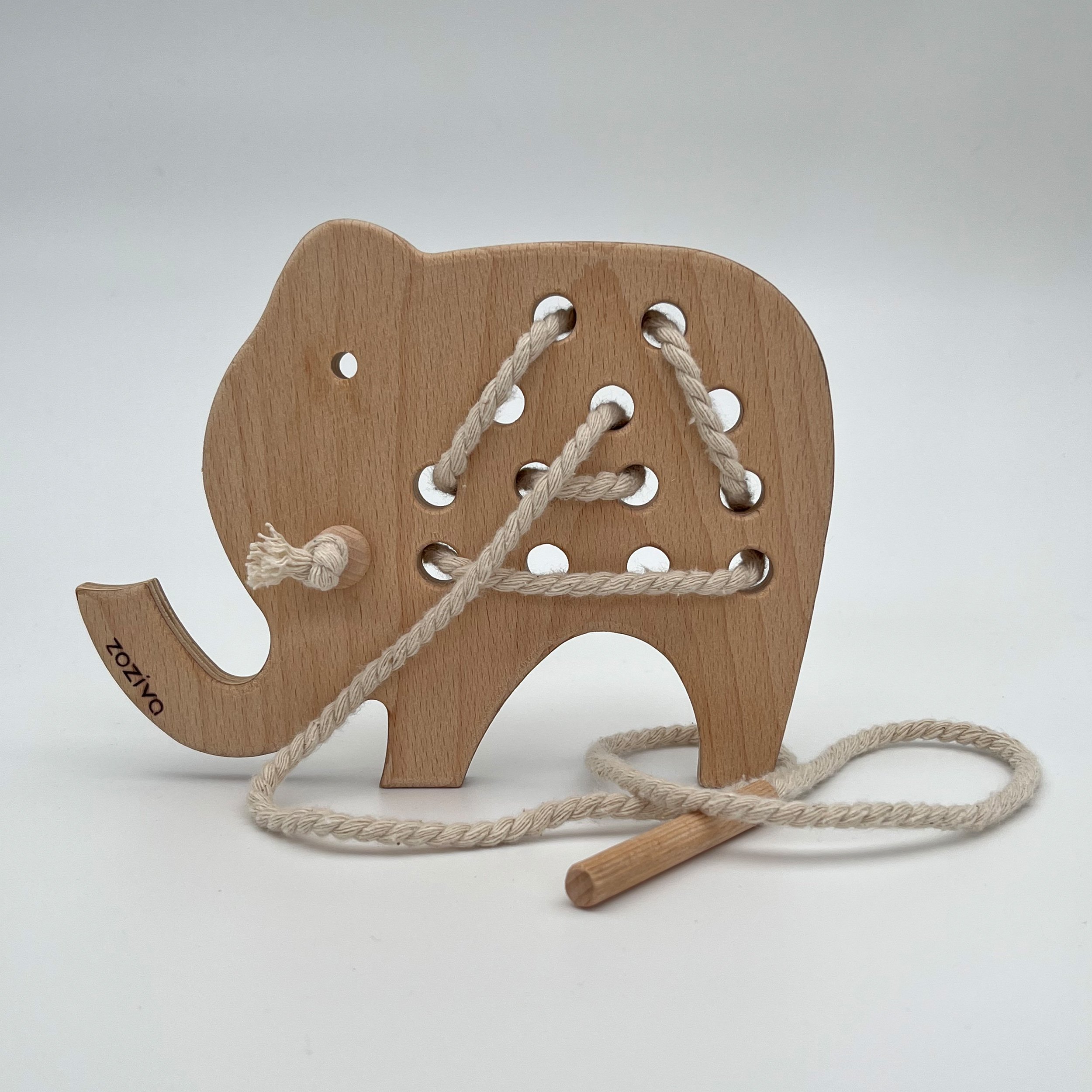 Montessori Educational Wooden Toy Elephant Stringing Kids Toy