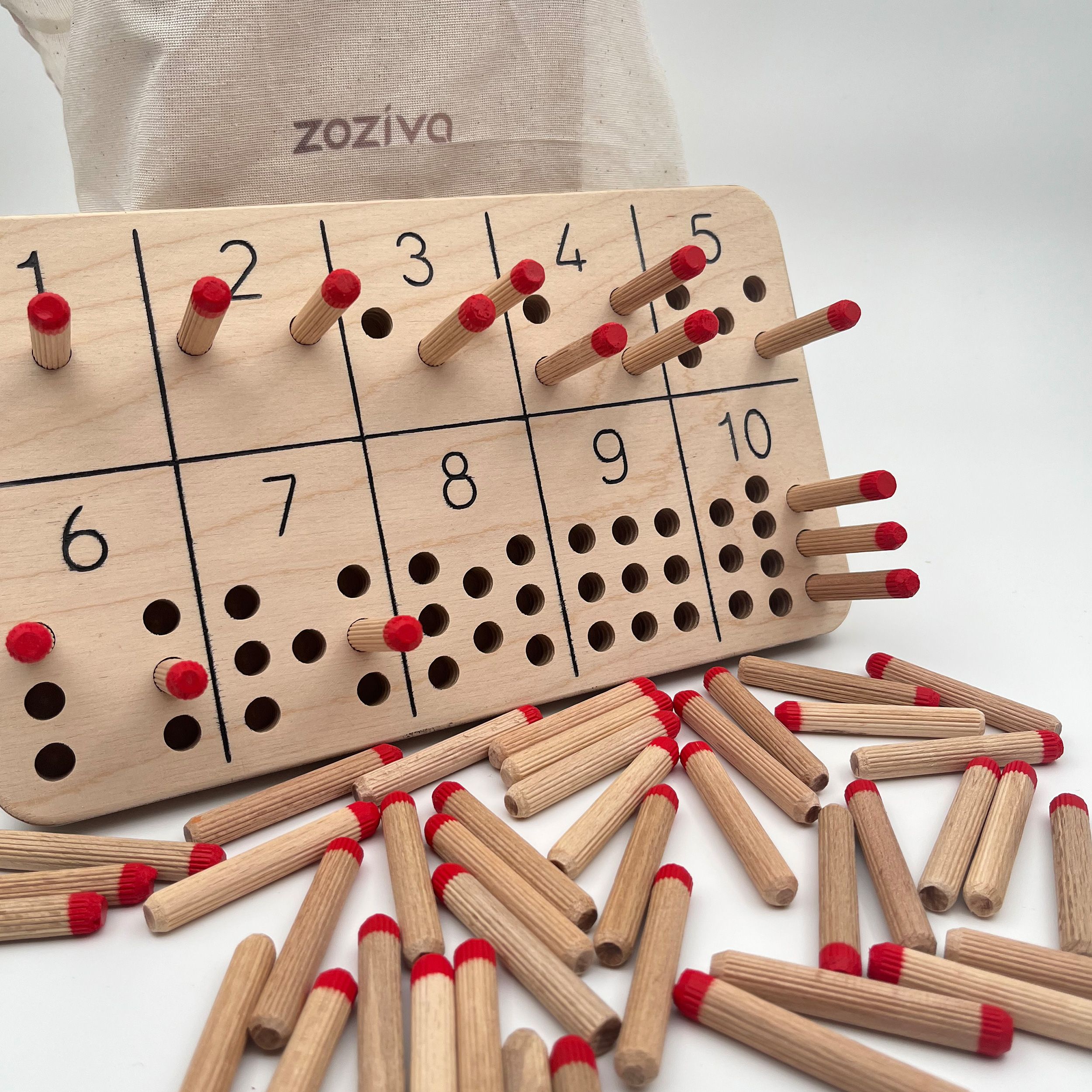 Wooden Counting Number Peg Board, 0-10 Number Learning Toy, Math Toy Set, Preschool Educational Toys for Toddler, 2-3 Year old Gift