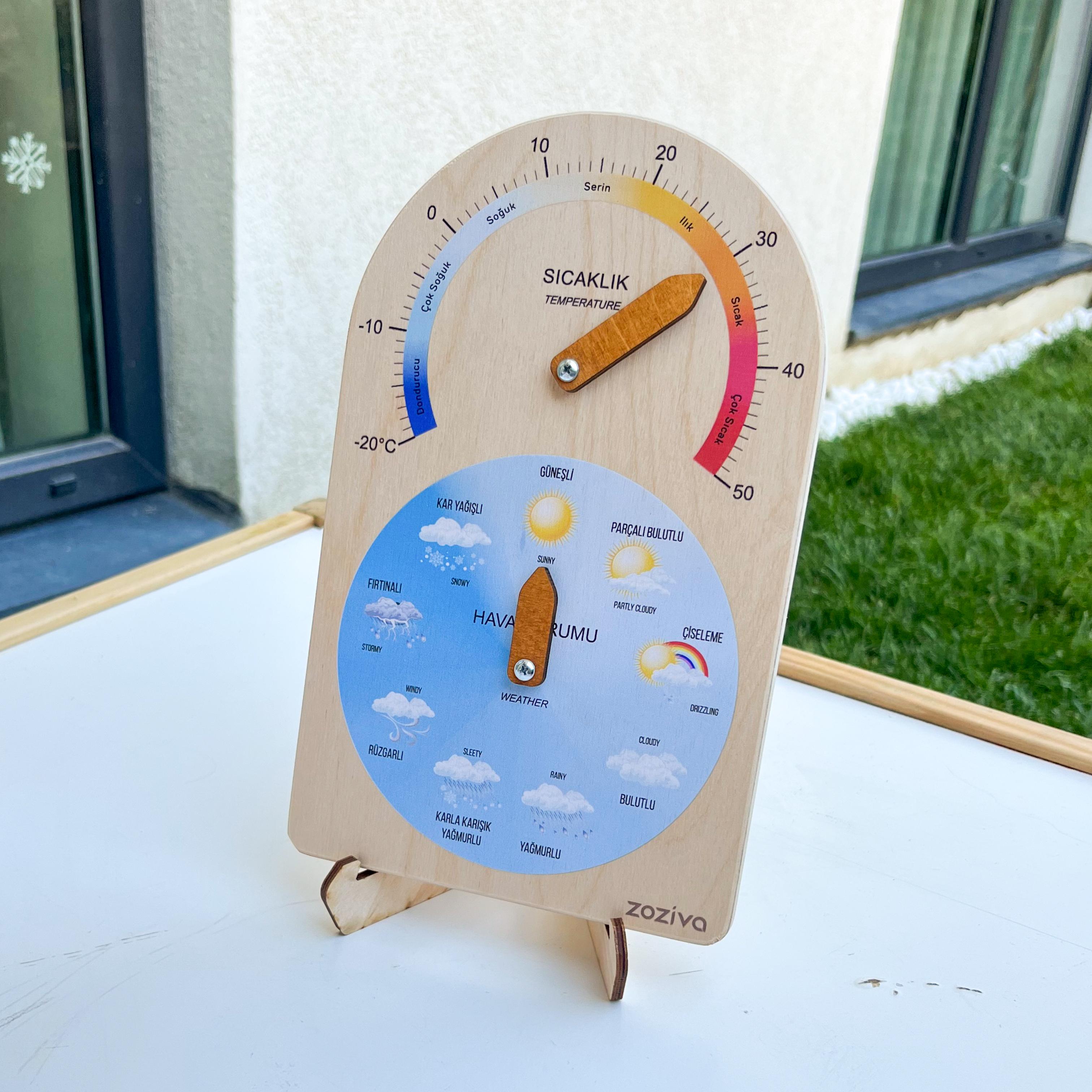 Montessori Weather and Temperature Indicator Educational Wooden Toy