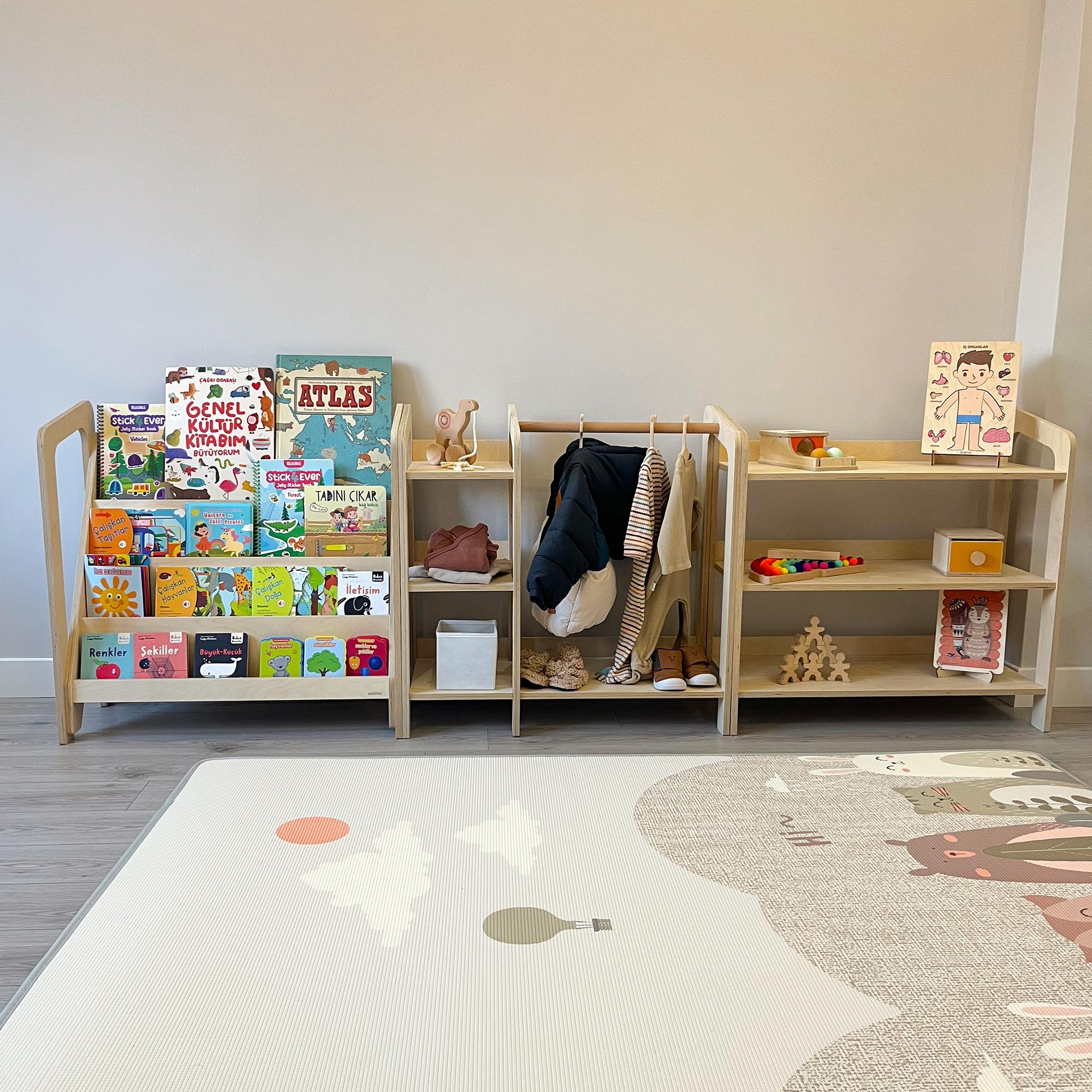 Montessori Kitaplık + Gardırop + Raf