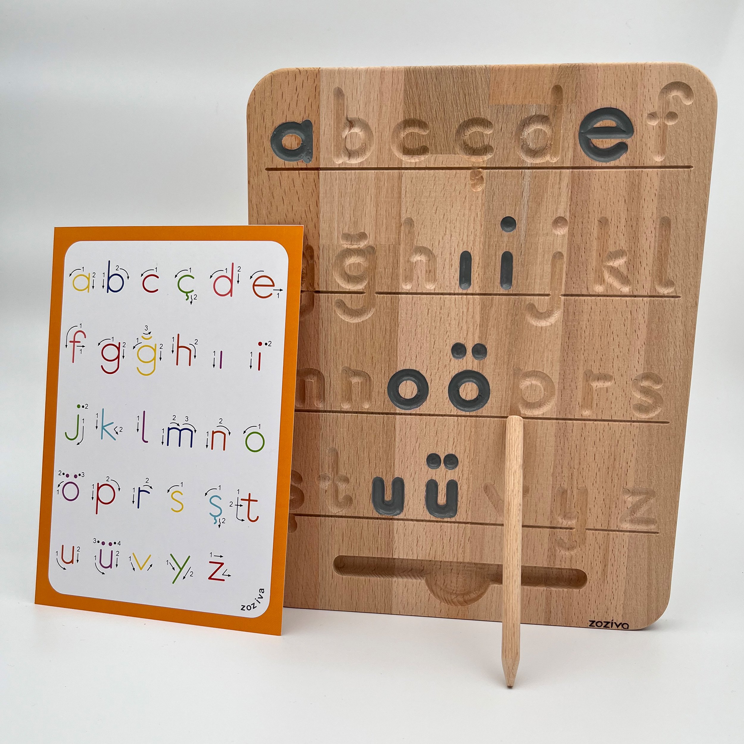 Montessori Educational Wooden Toy - Double Sided Alphabet Learning Board