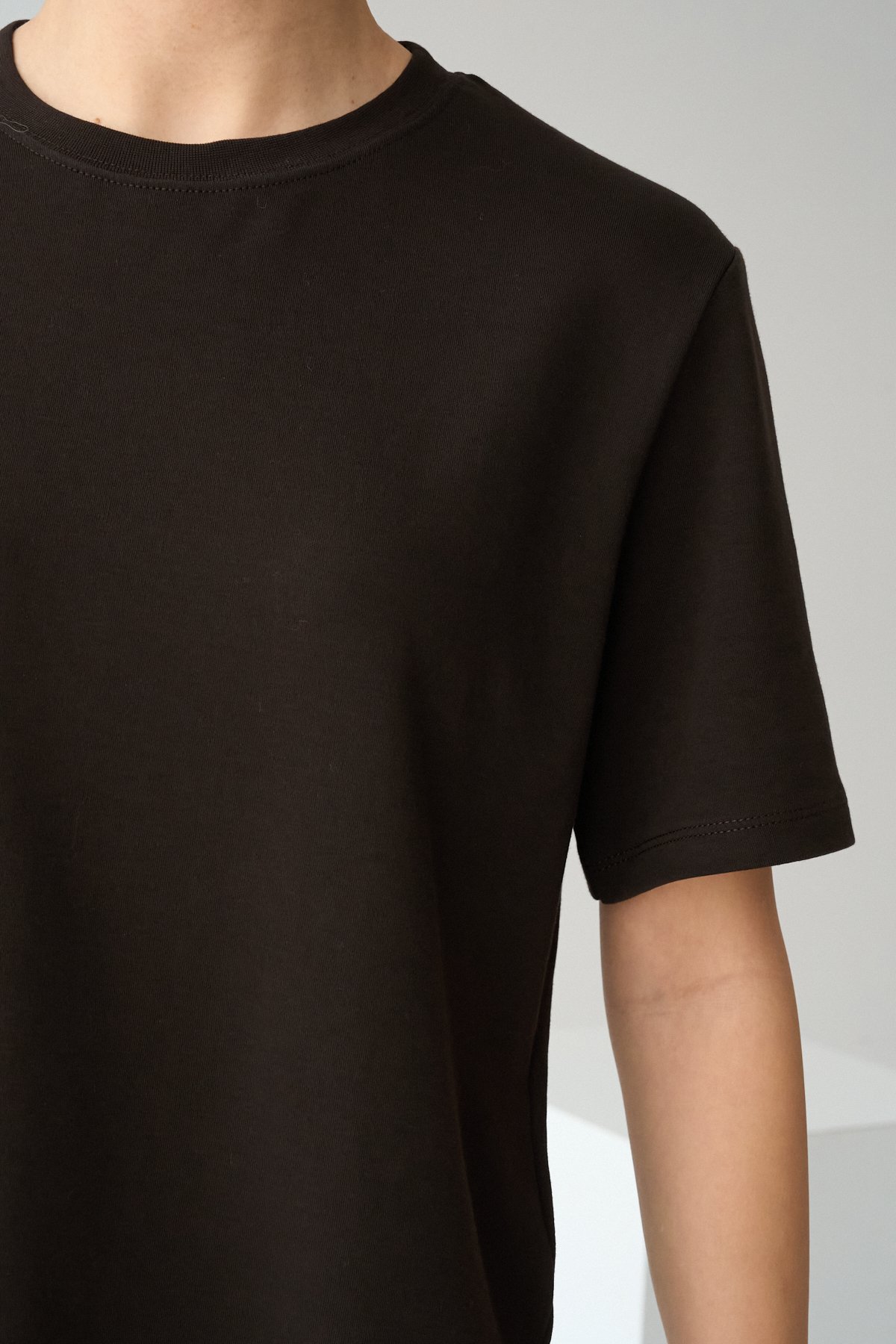 Kısa Kol Düz T-Shirt - Yeni Kahve