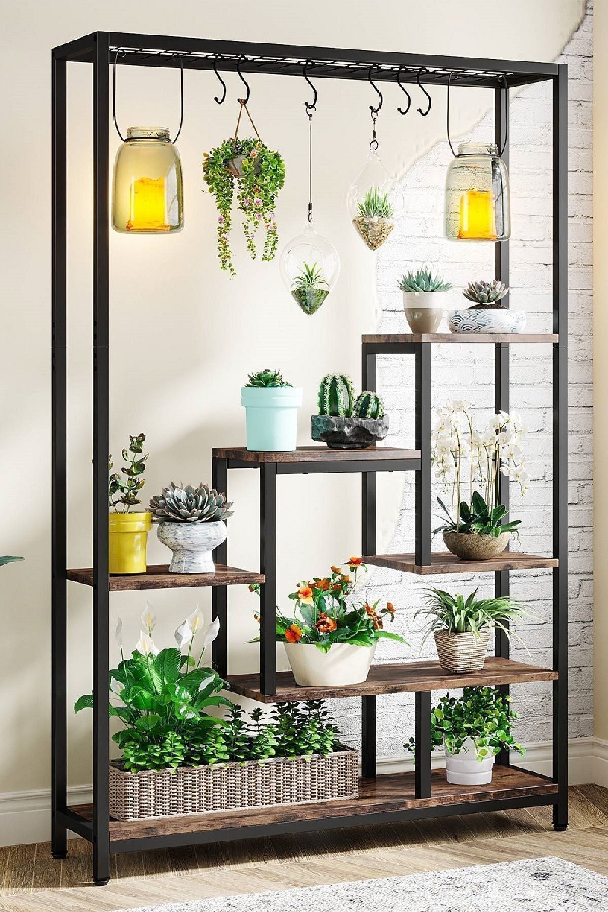 6 Katlı Metal Iskeletli Saksılık Çiçeklik Saksı Standı Saksılık - cevi̇z