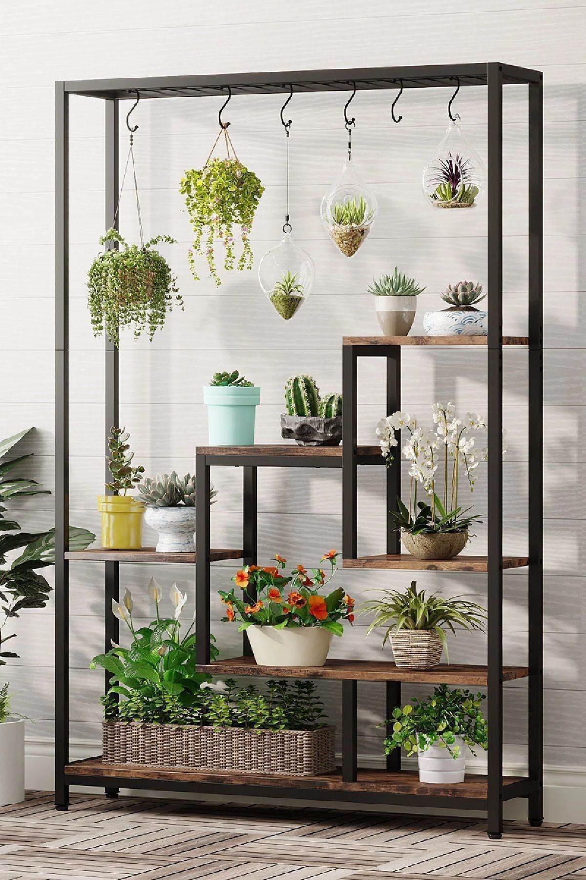 6 Katlı Metal Iskeletli Saksılık Çiçeklik Saksı Standı Saksılık