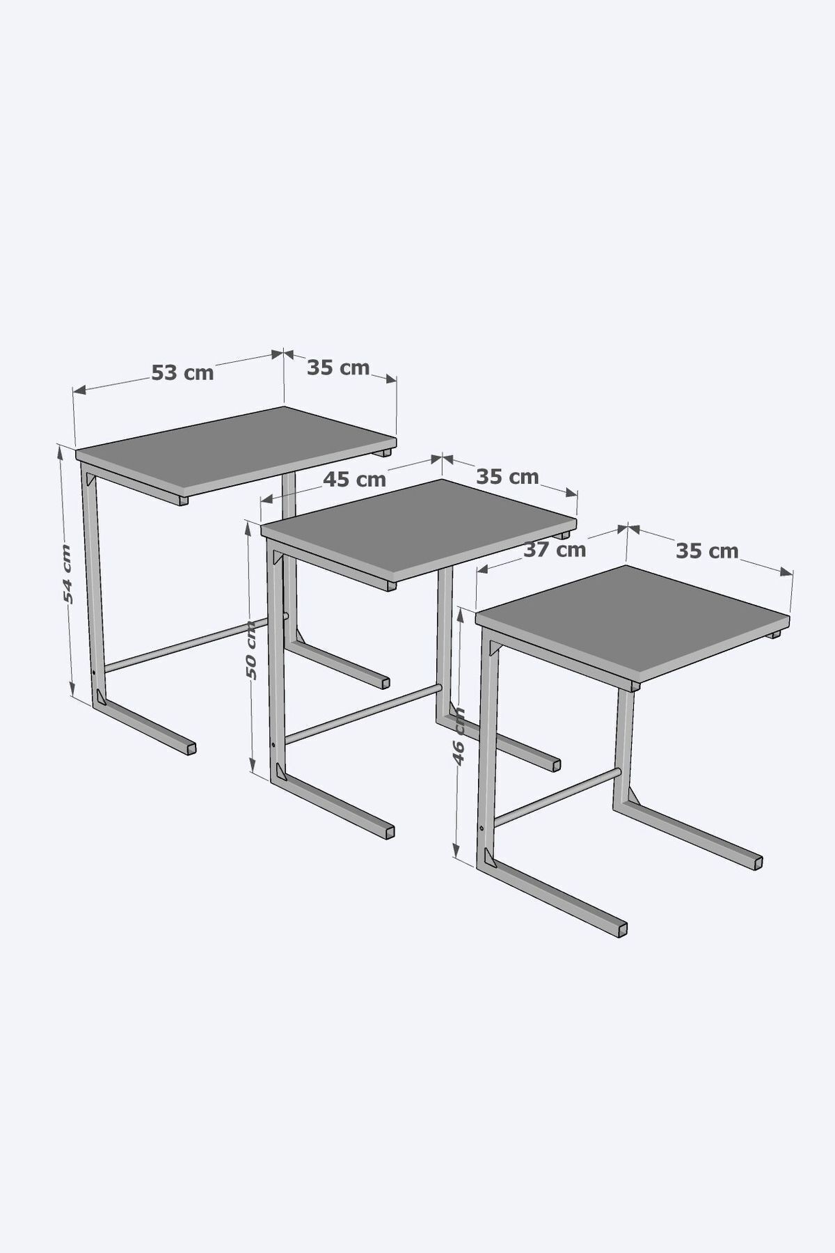 3lü Zigon Sehpa Metal Zigon Sehpa C Sehpa