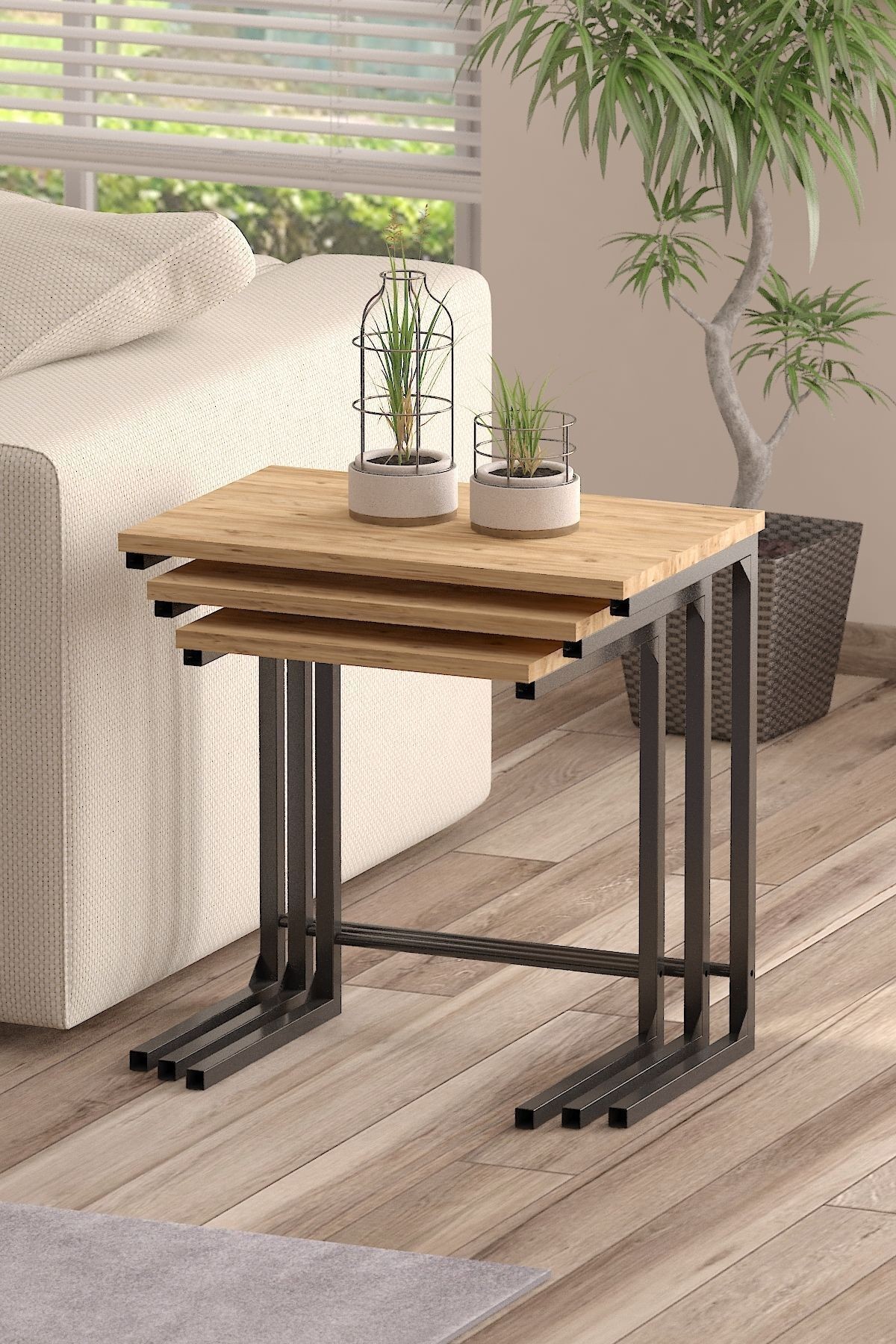 3lü Zigon Sehpa Metal Zigon Sehpa C Sehpa