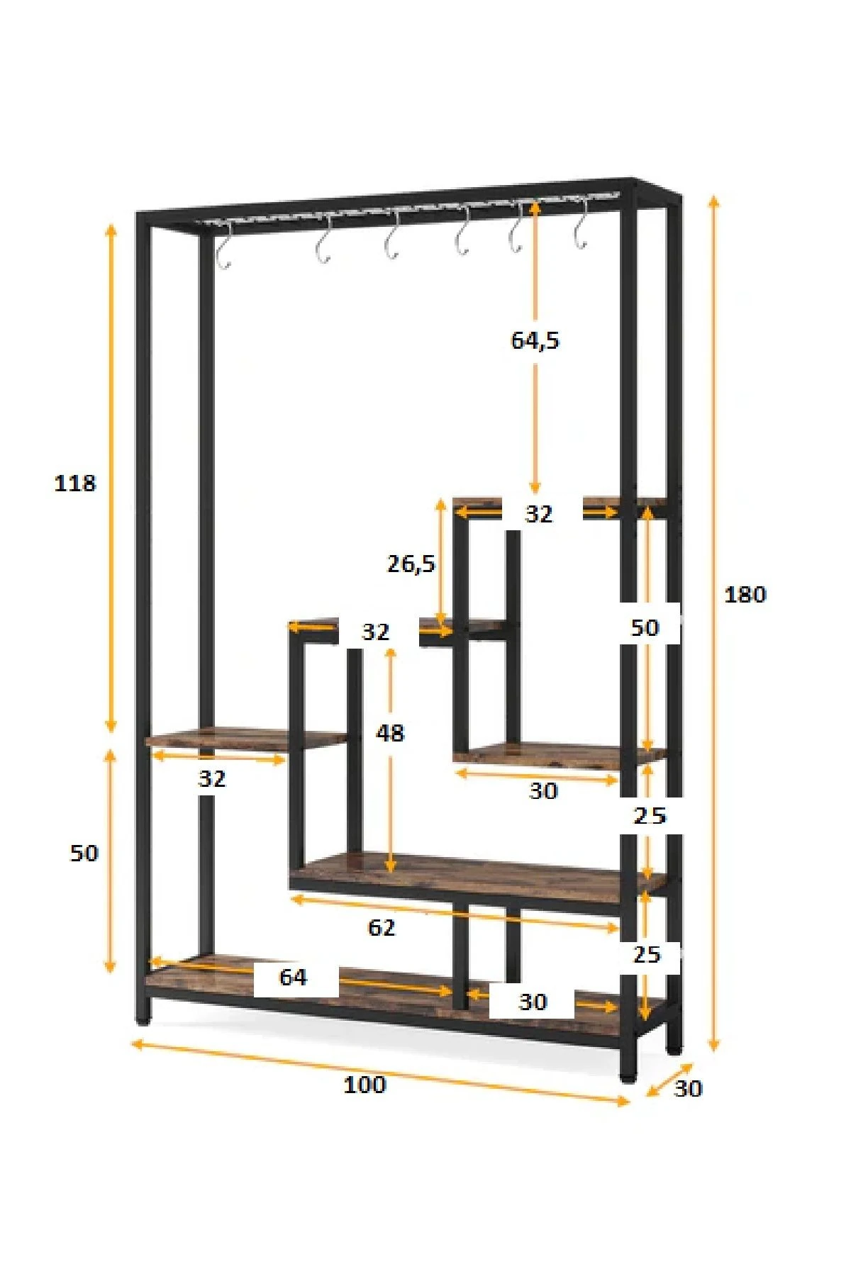 6 Katlı Metal Iskeletli Saksılık Çiçeklik Saksı Standı Saksılık