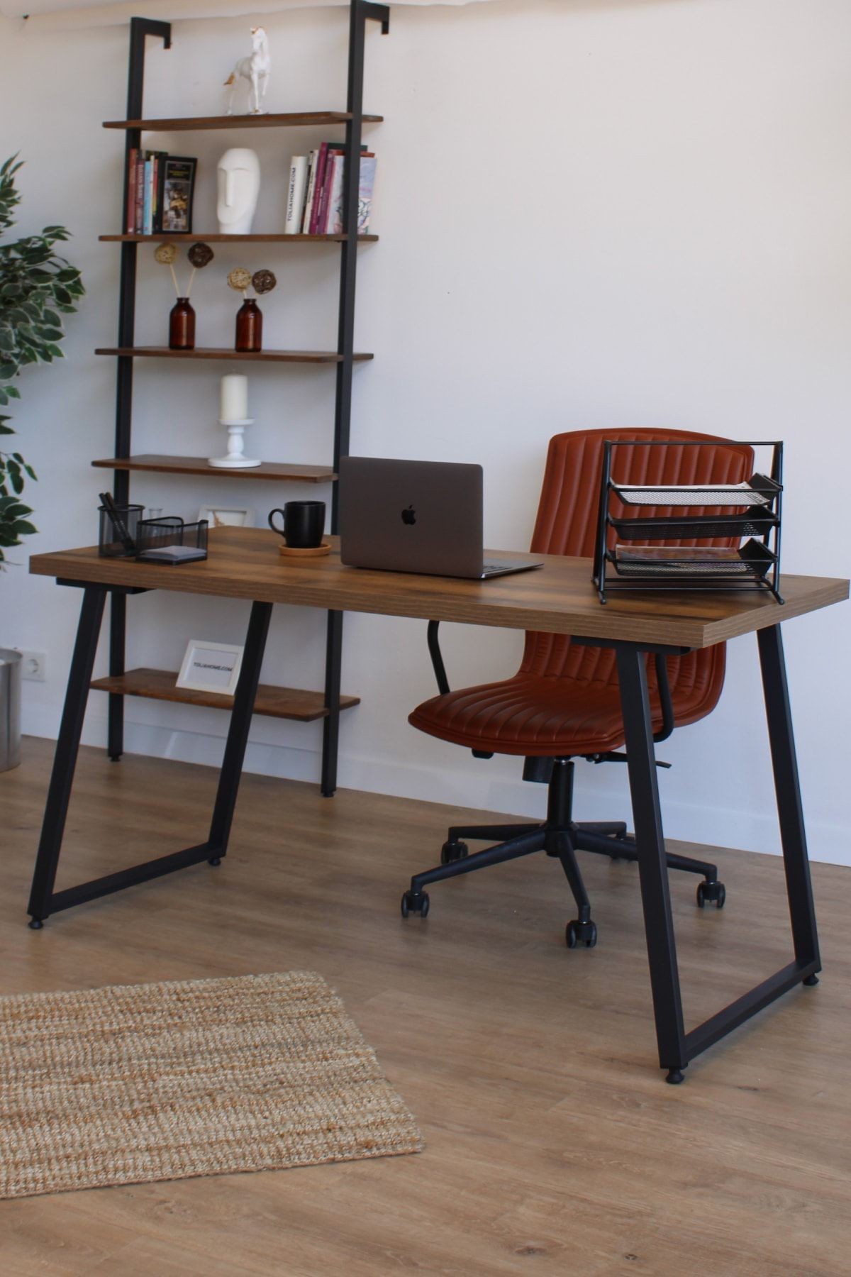 Metal Ayaklı Ceviz Renk Çalışma-ders-bilgisayar-ofis Masası Çok Amaçlı Masa