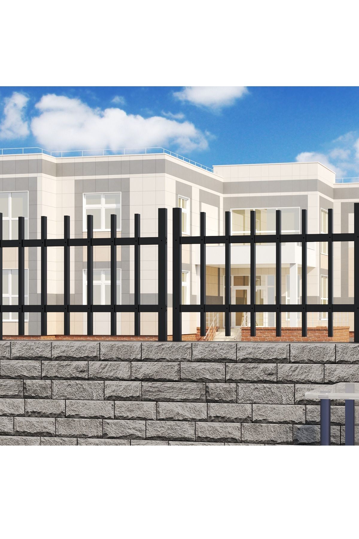 Dekoratif Bahçe Çiti 1 Metre Duvar Çiti Metal Siyah Peyzaj Koruma