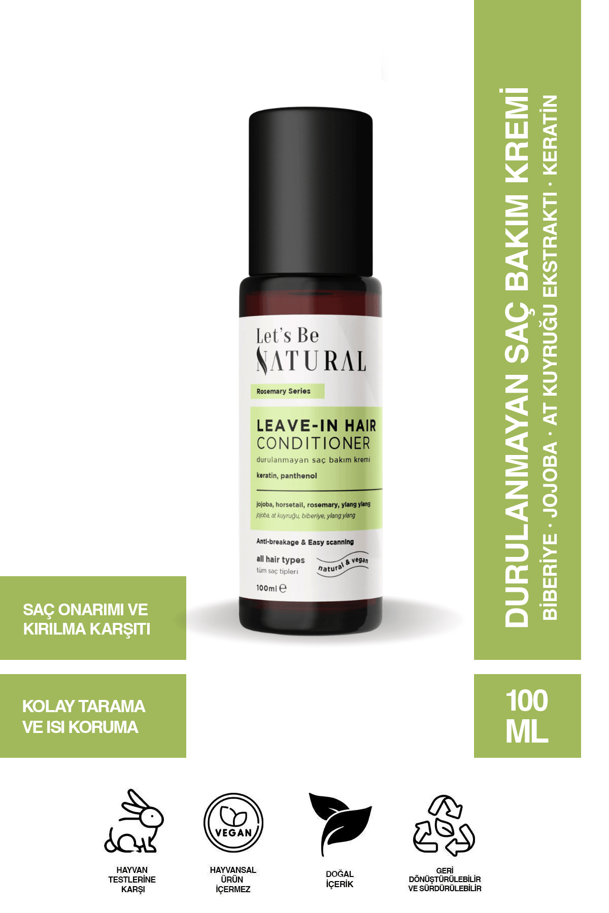 Durulanmayan Saç Bakım Kremi 100 ml Yıpranma ve Kırılma Karşıtı Saç Serum Isı Koruma