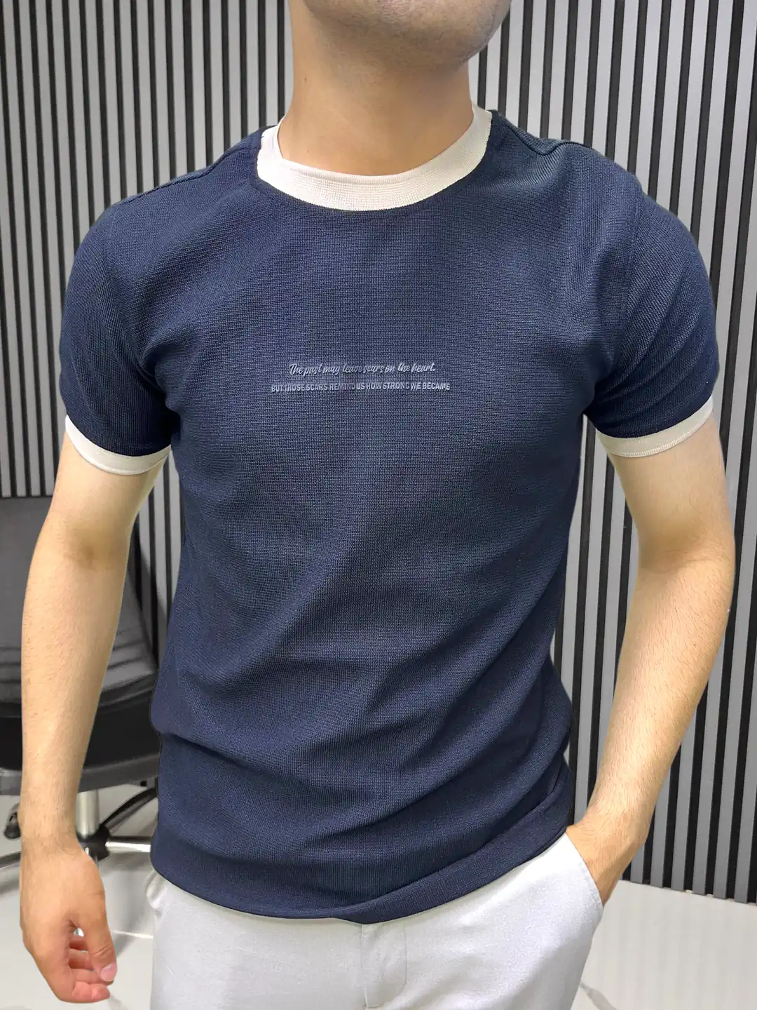 Slim-Fit Kolları Lastikli T-Shirt Siyah-MRL12