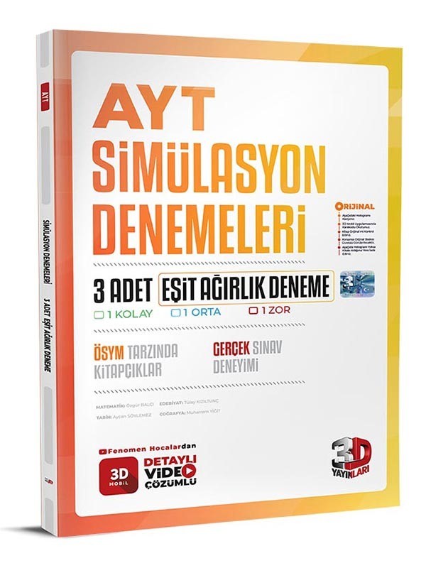 AYT 3D Eşit Ağırlık 3'LÜ Simülasyon Deneme
