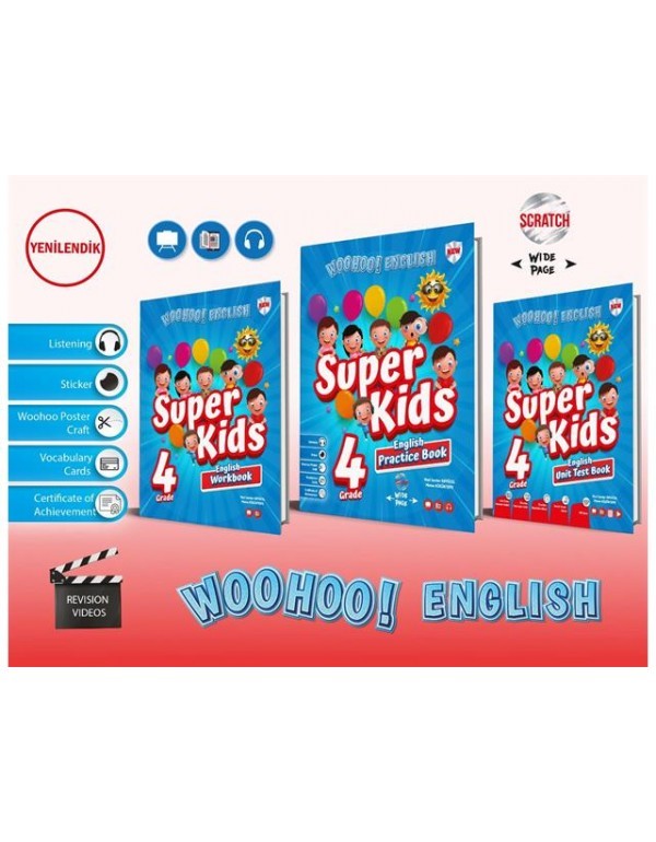 4.Sınıf Woohoo Englısh SUPER KIDS (Practice book+ workbook+unıt test book)