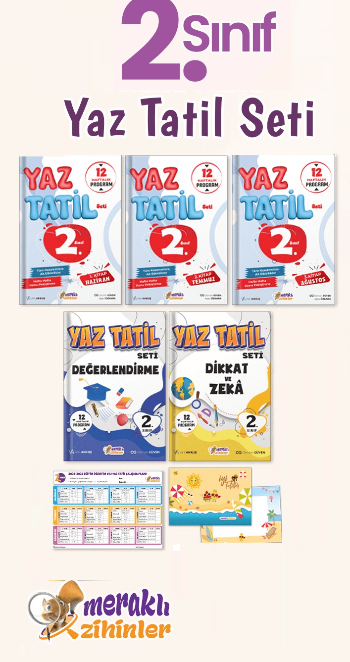2.sınıf Hafta Hafta Yaz Tatil Seti Karne Kılıfı Hediyeli Meraklı Zihinler Yayınları